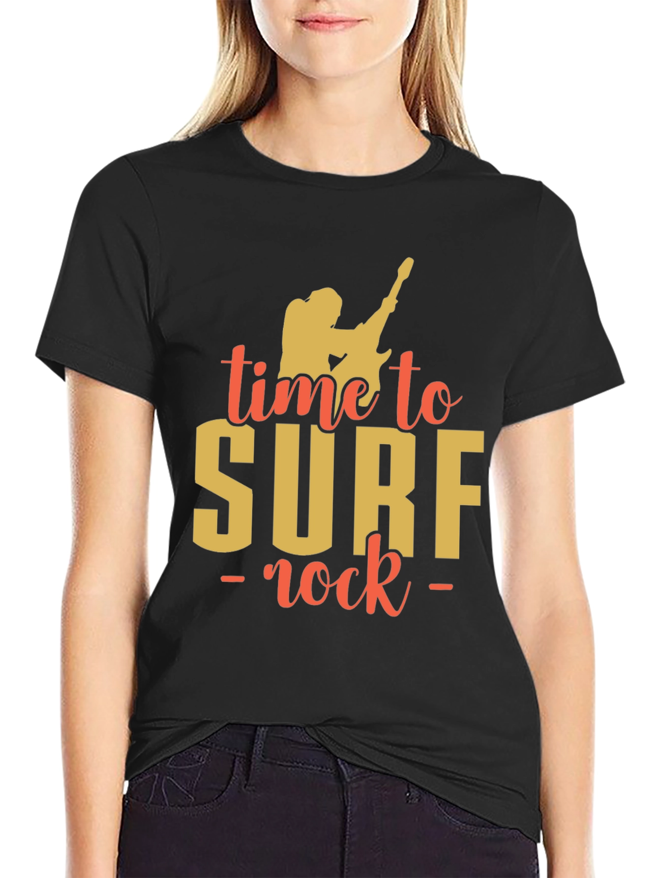 Time to Surf Rock Graphic T-Shirt - Black