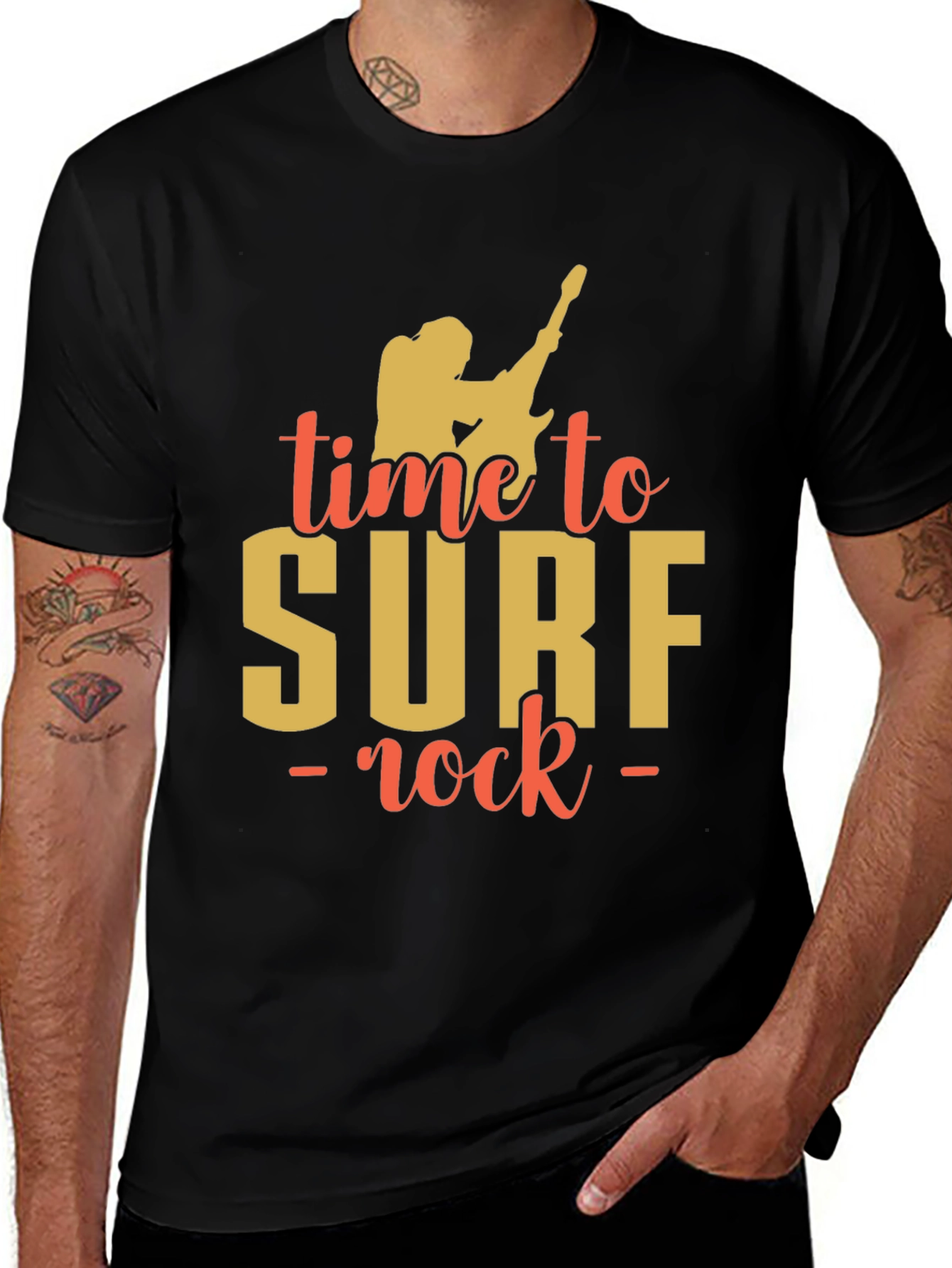 Time to Surf Rock Graphic T-Shirt - Black