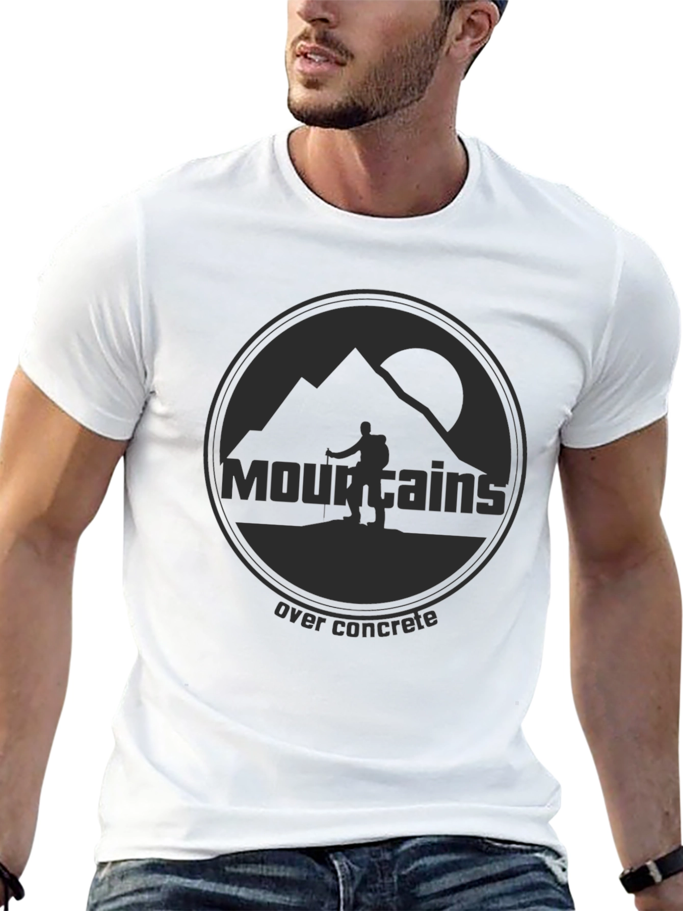 Mountains Over Concrete Graphic T-Shirt