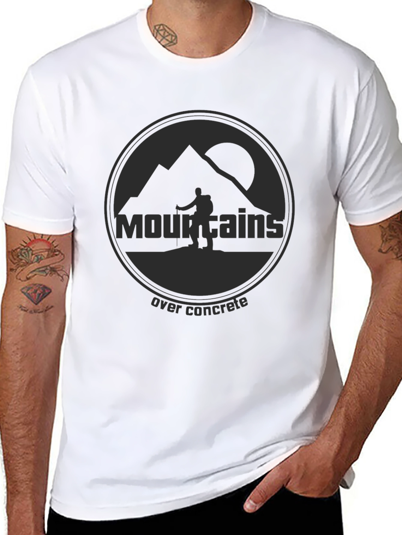 Mountains Over Concrete Graphic T-Shirt