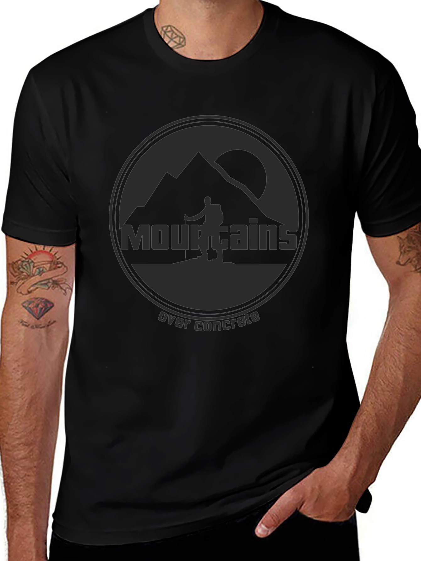 Mountains Over Concrete Graphic T-Shirt
