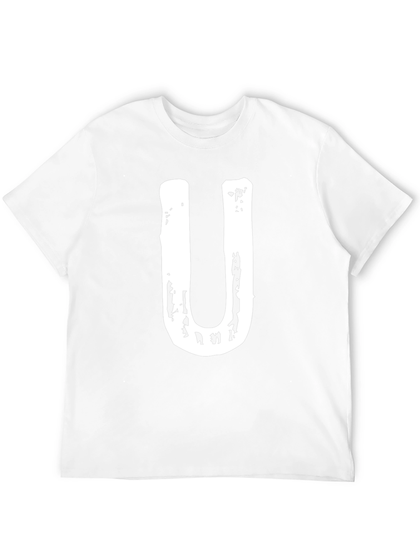 Mens Black T-Shirt with White U Graphic