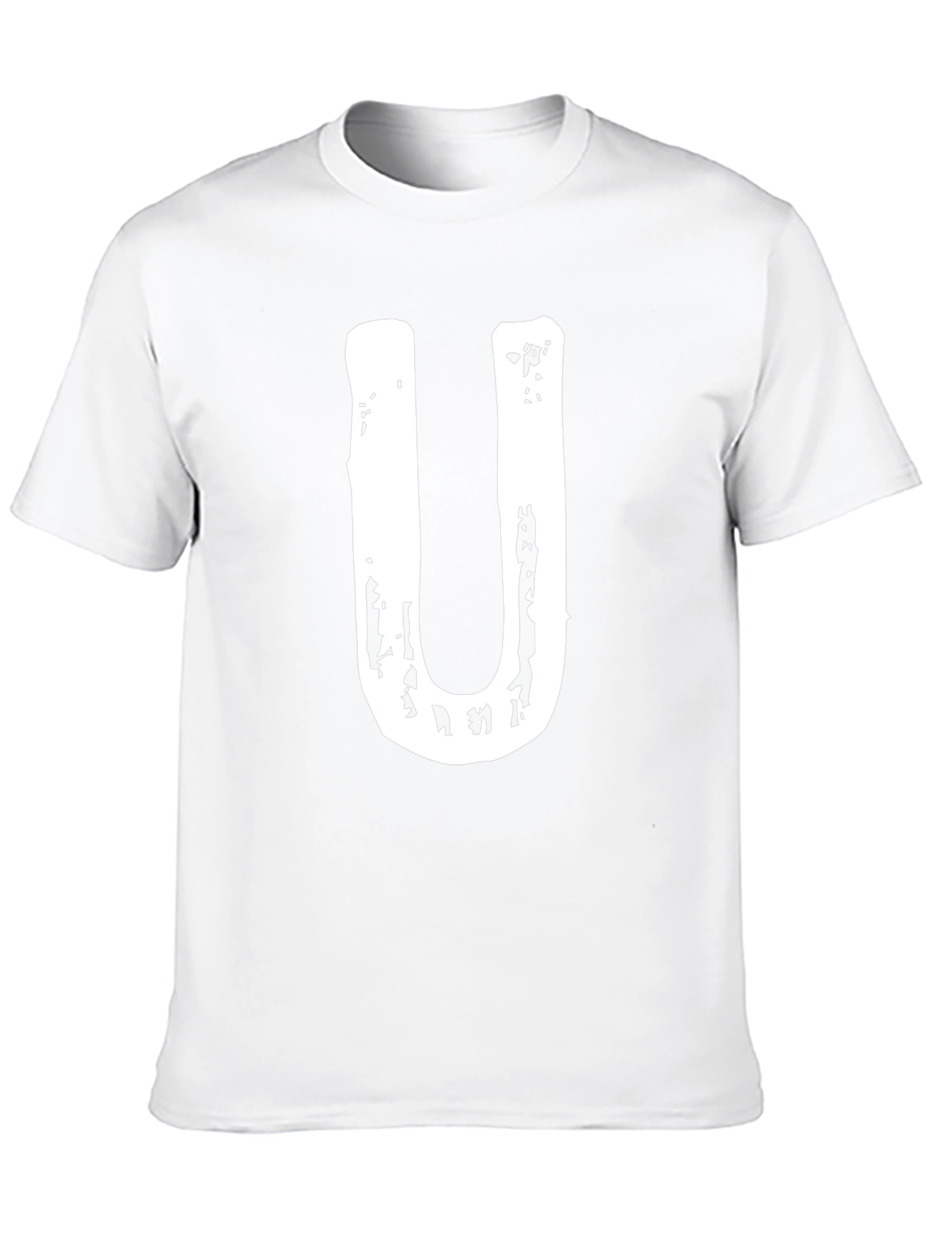 Mens Black T-Shirt with White U Graphic