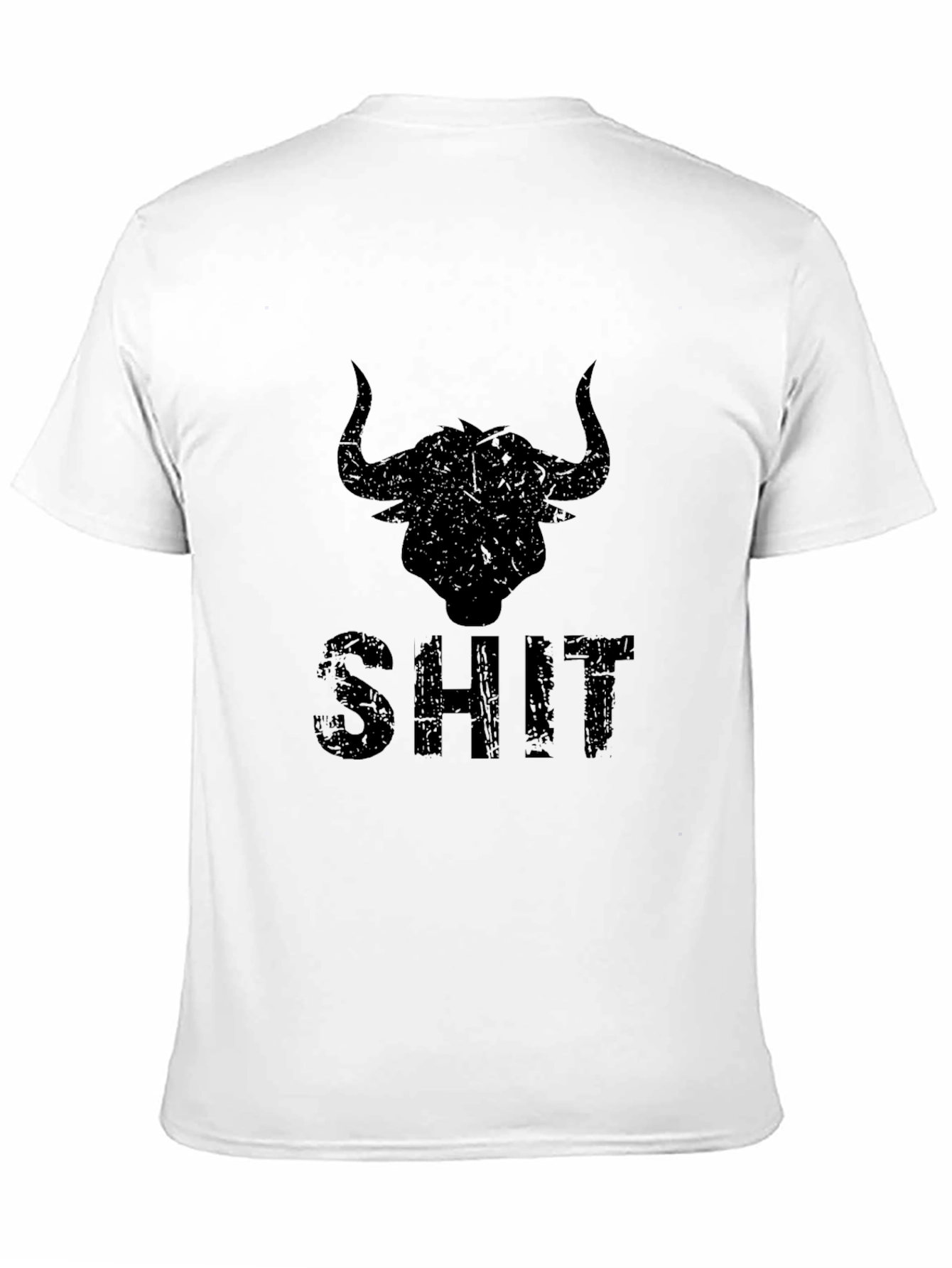 Distressed Bull Graphic Mens Black T-Shirt