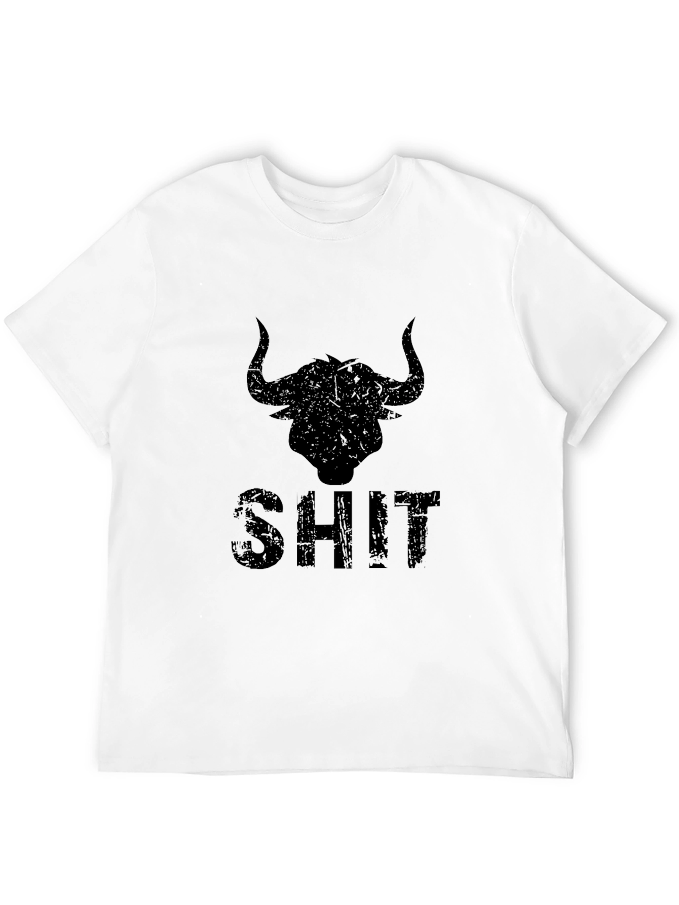 Distressed Bull Graphic Mens Black T-Shirt