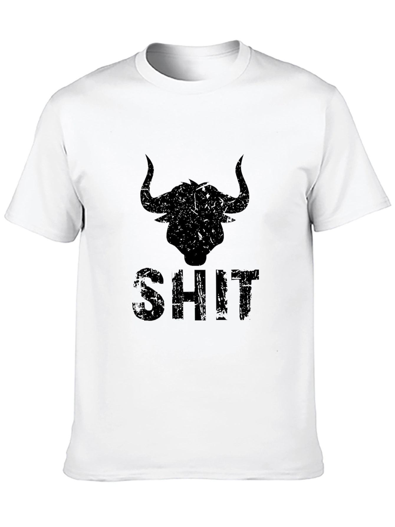 Distressed Bull Graphic Mens Black T-Shirt