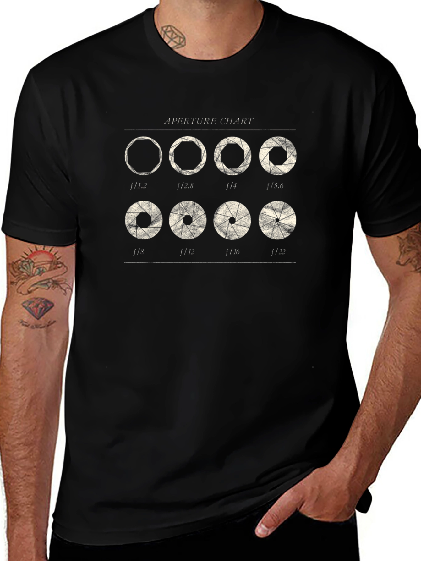Aperture Chart Black T-Shirt for Photographers