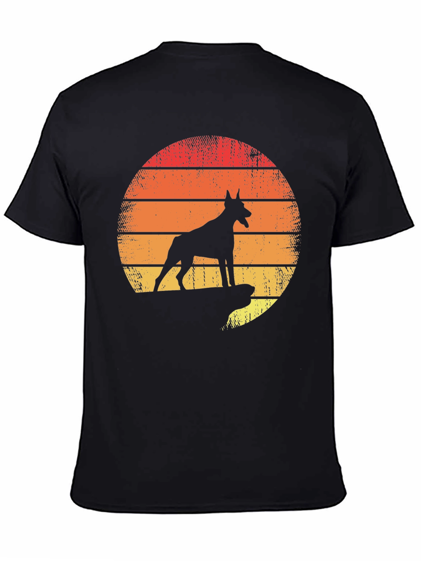 Doberman Sunset Graphic Tee - Mens Black T-Shirt