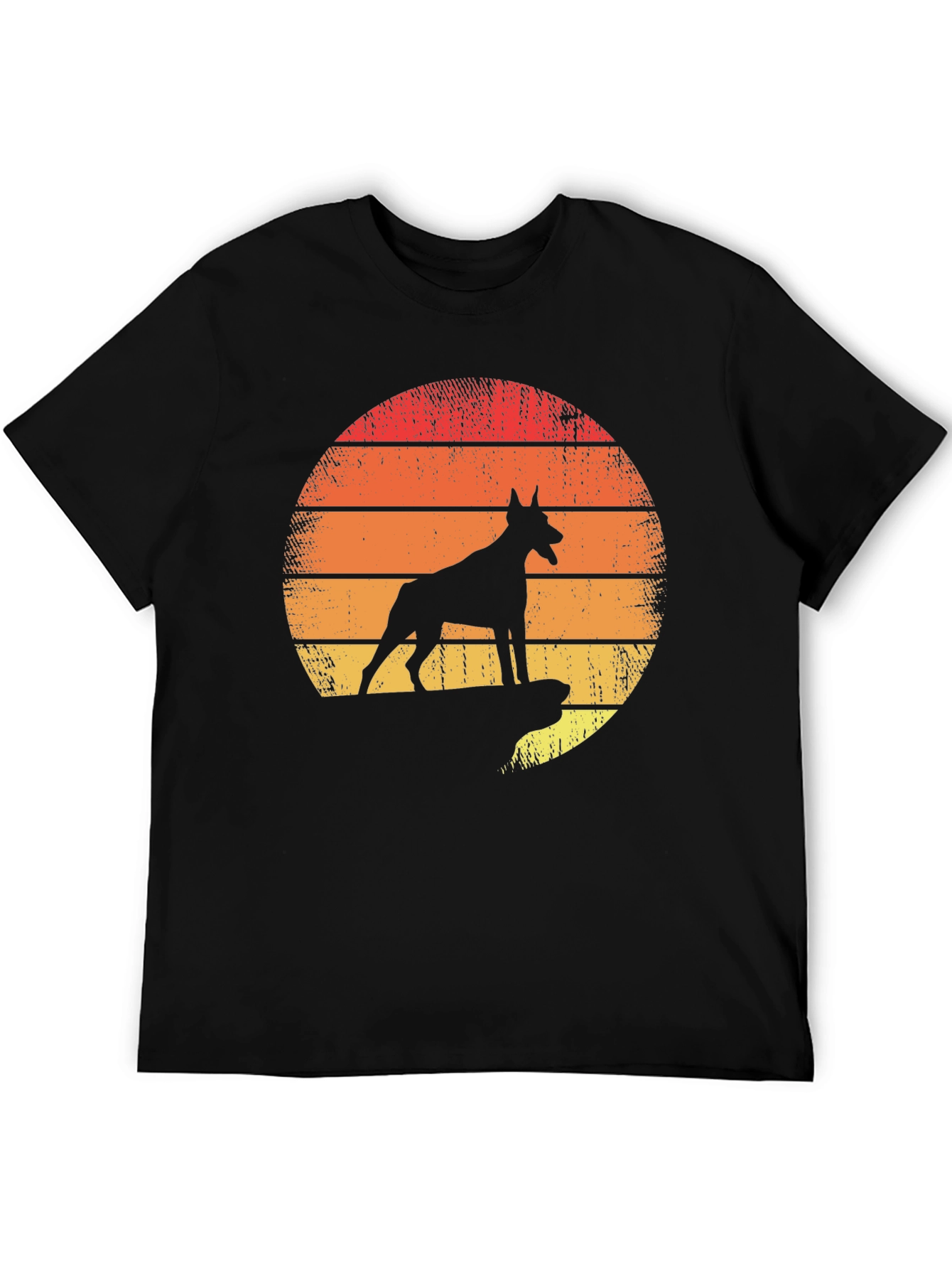 Doberman Sunset Graphic Tee - Mens Black T-Shirt