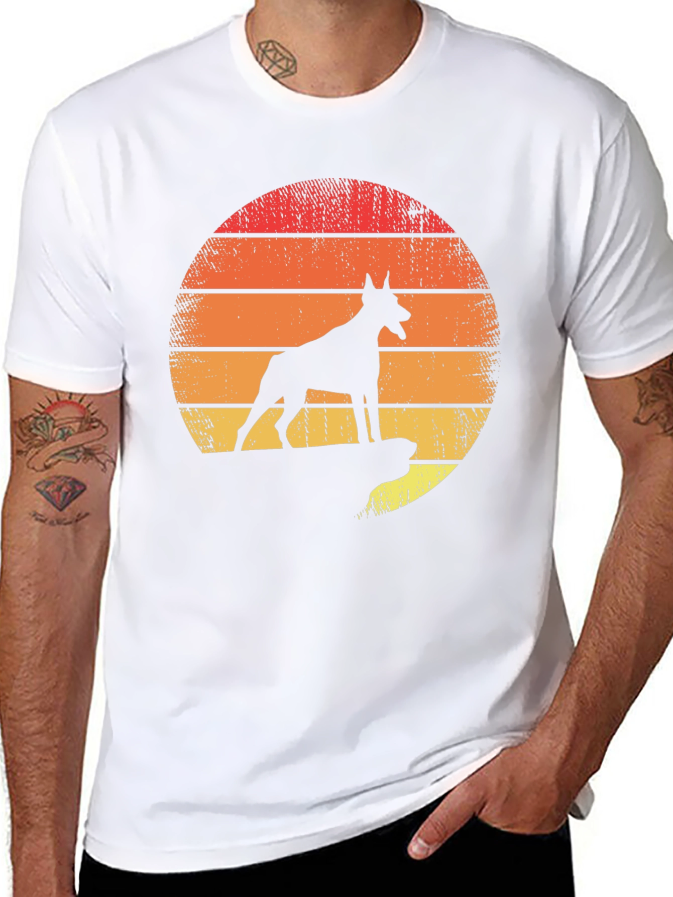 Doberman Sunset Graphic Tee - Mens Black T-Shirt