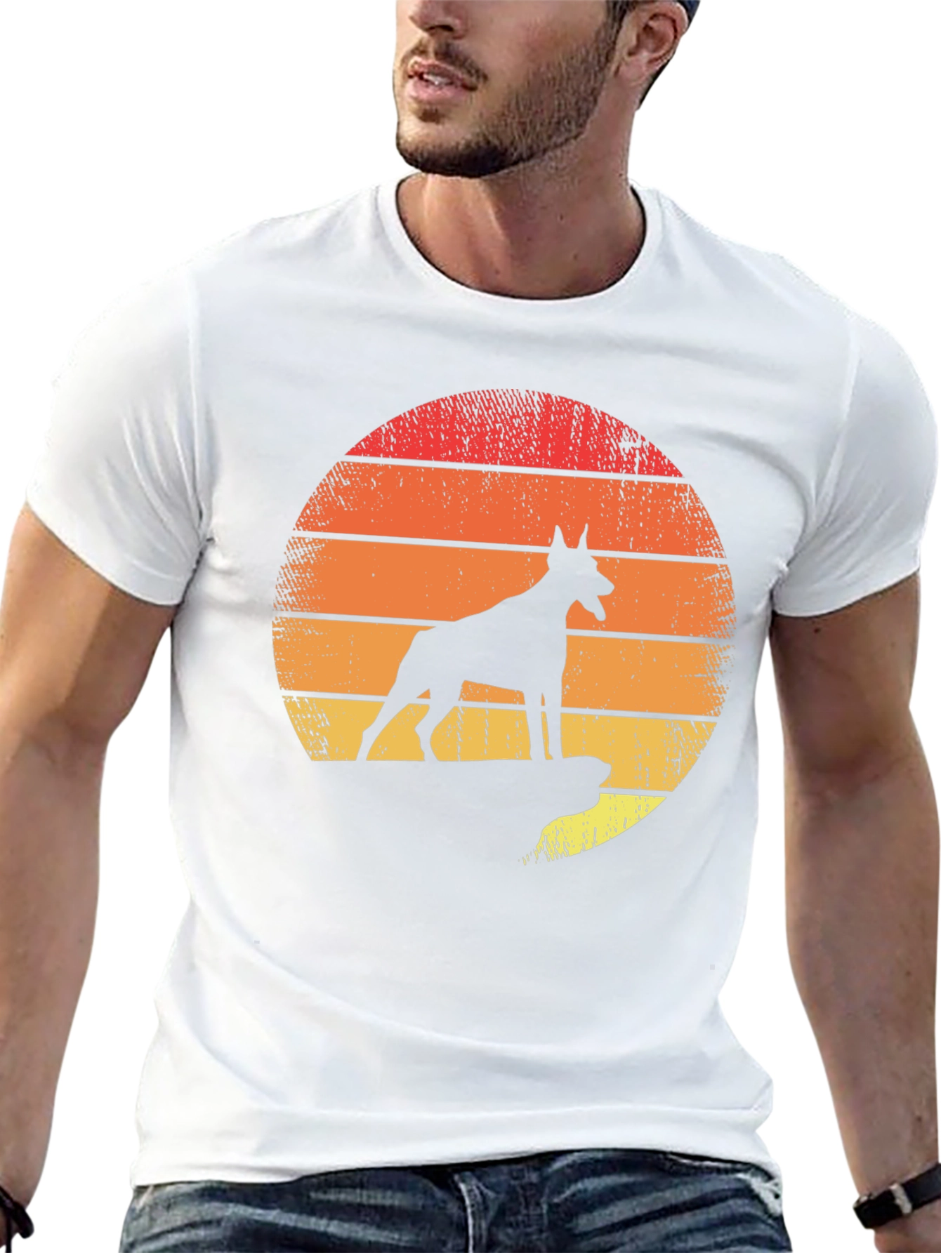 Doberman Sunset Graphic Tee - Mens Black T-Shirt