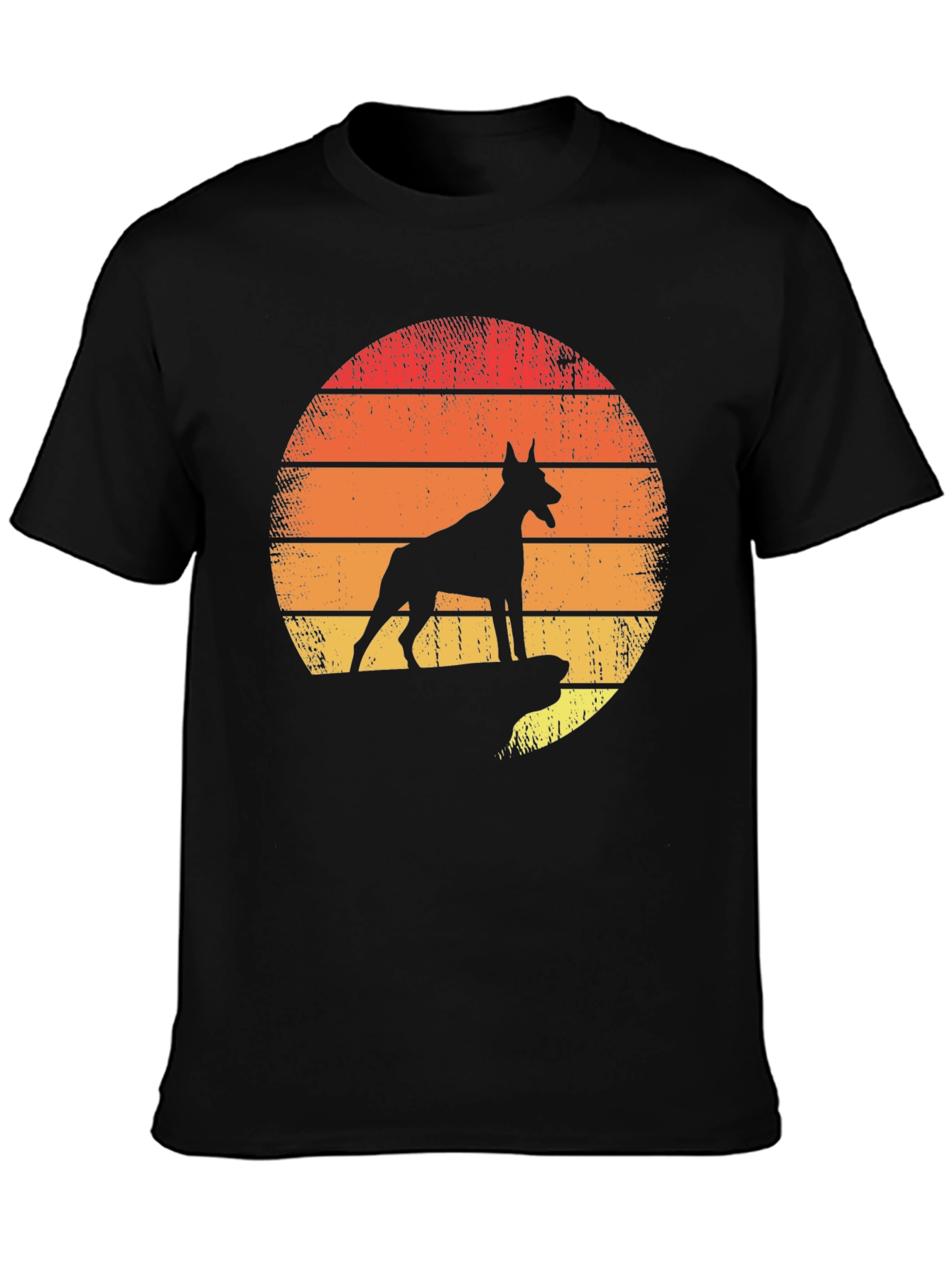 Doberman Sunset Graphic Tee - Mens Black T-Shirt