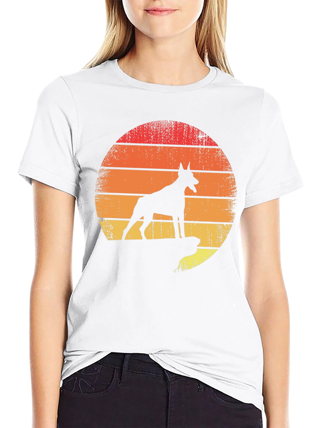 Doberman Sunset Graphic Tee - Mens Black T-Shirt