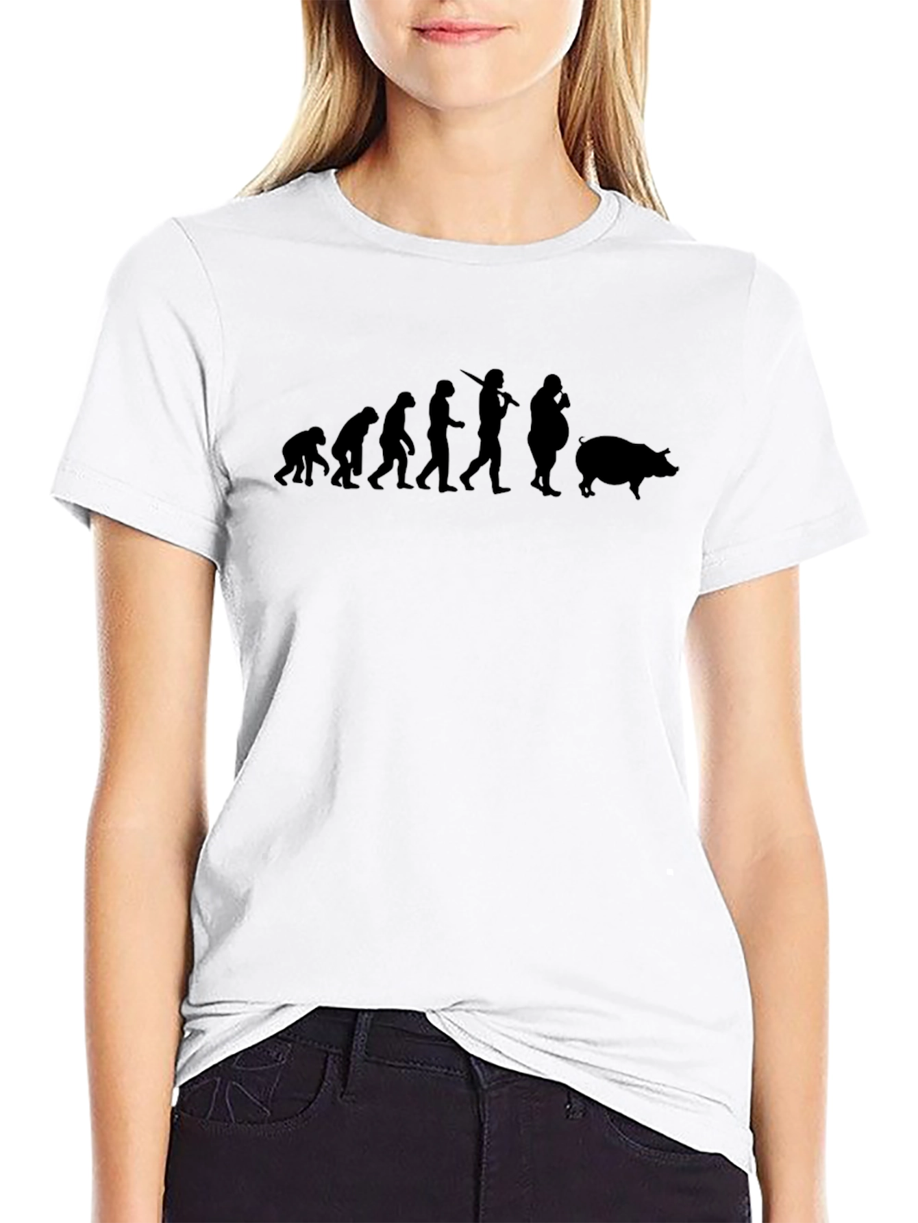 Evolution to Pig T-Shirt - Black Graphic Tee