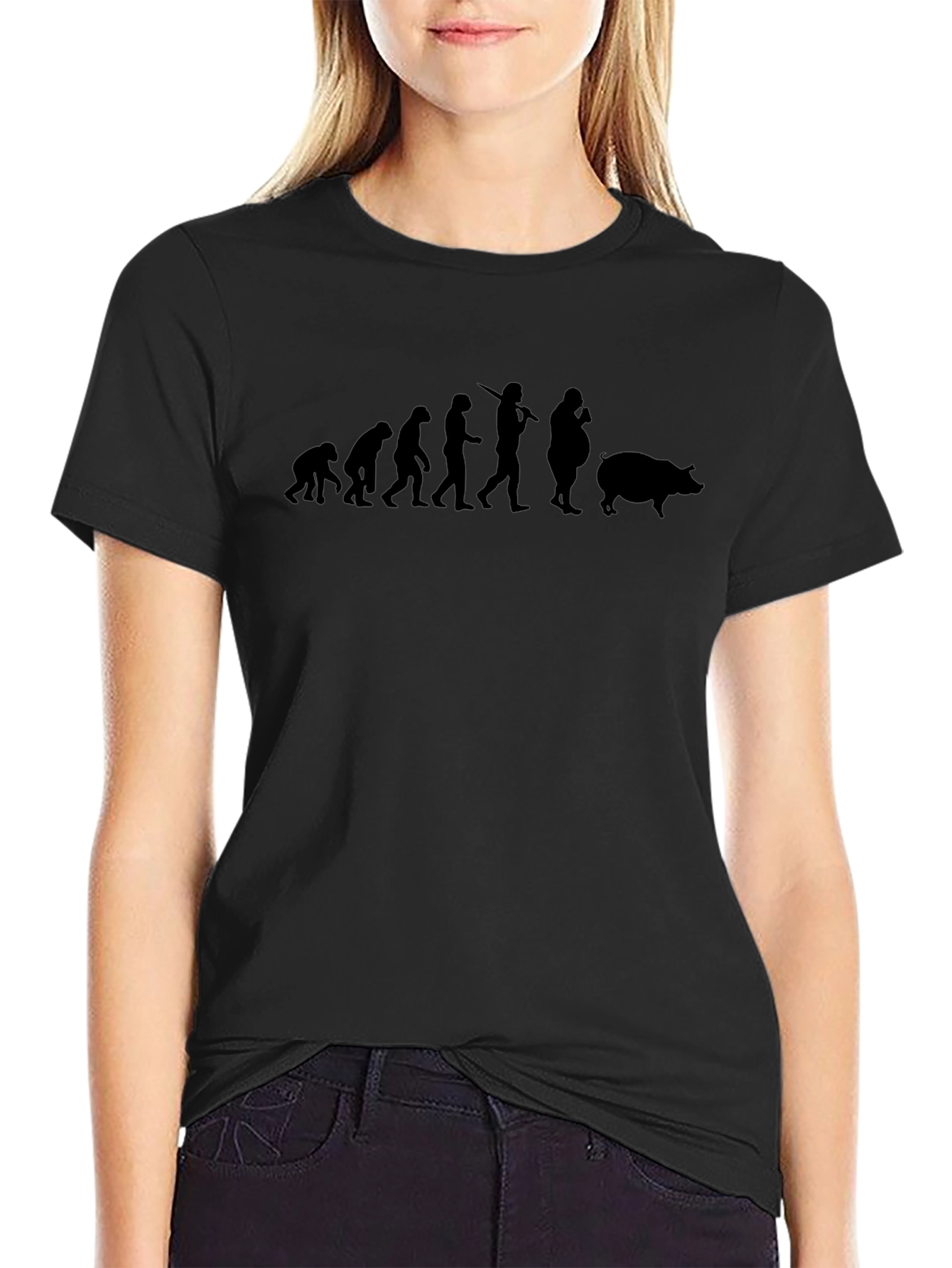 Evolution to Pig T-Shirt - Black Graphic Tee