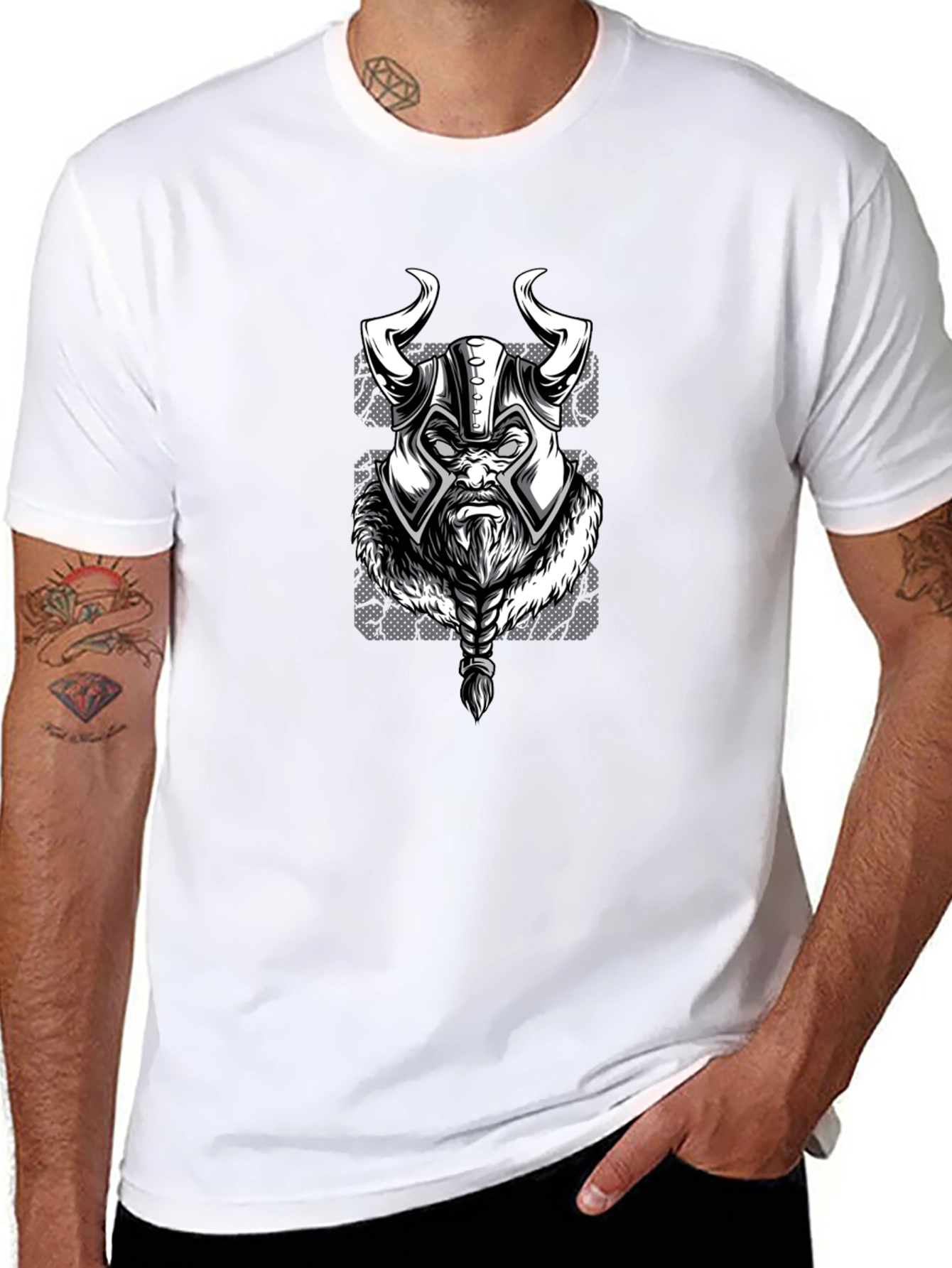 Viking Warrior Graphic T-Shirt - Black