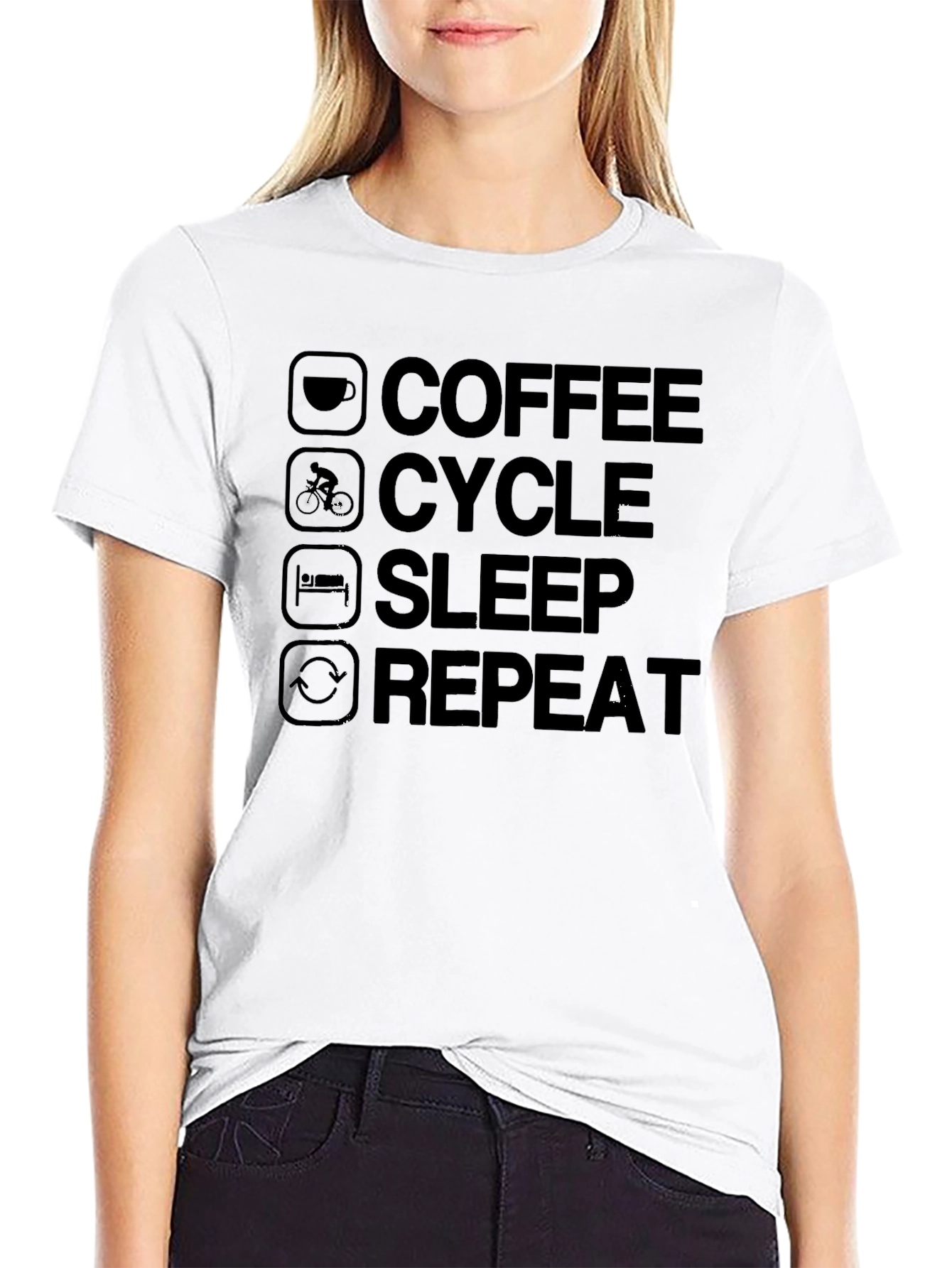 Coffee Cycle Sleep Repeat Black T-Shirt