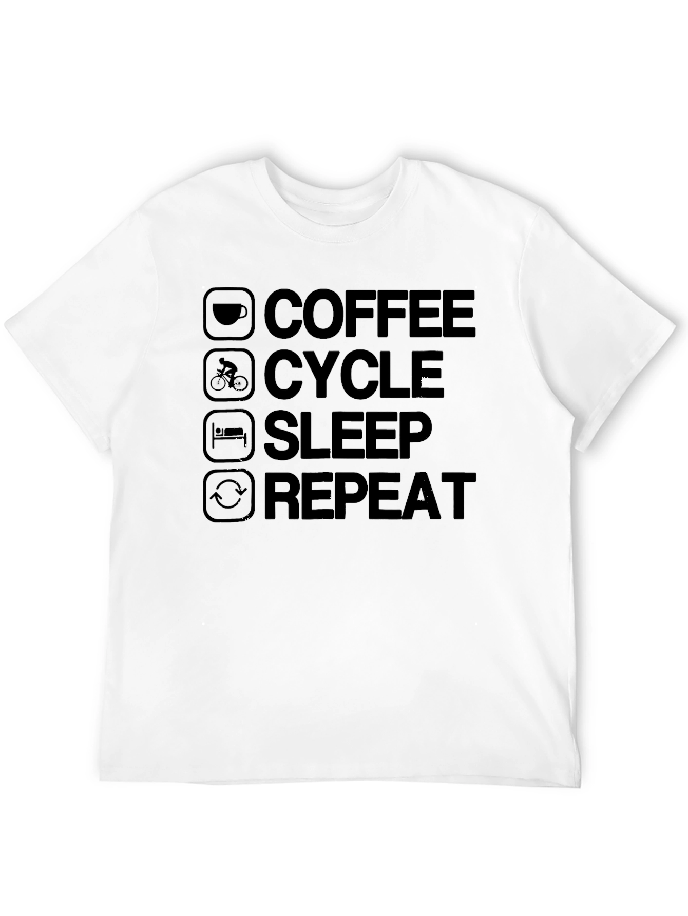 Coffee Cycle Sleep Repeat Black T-Shirt