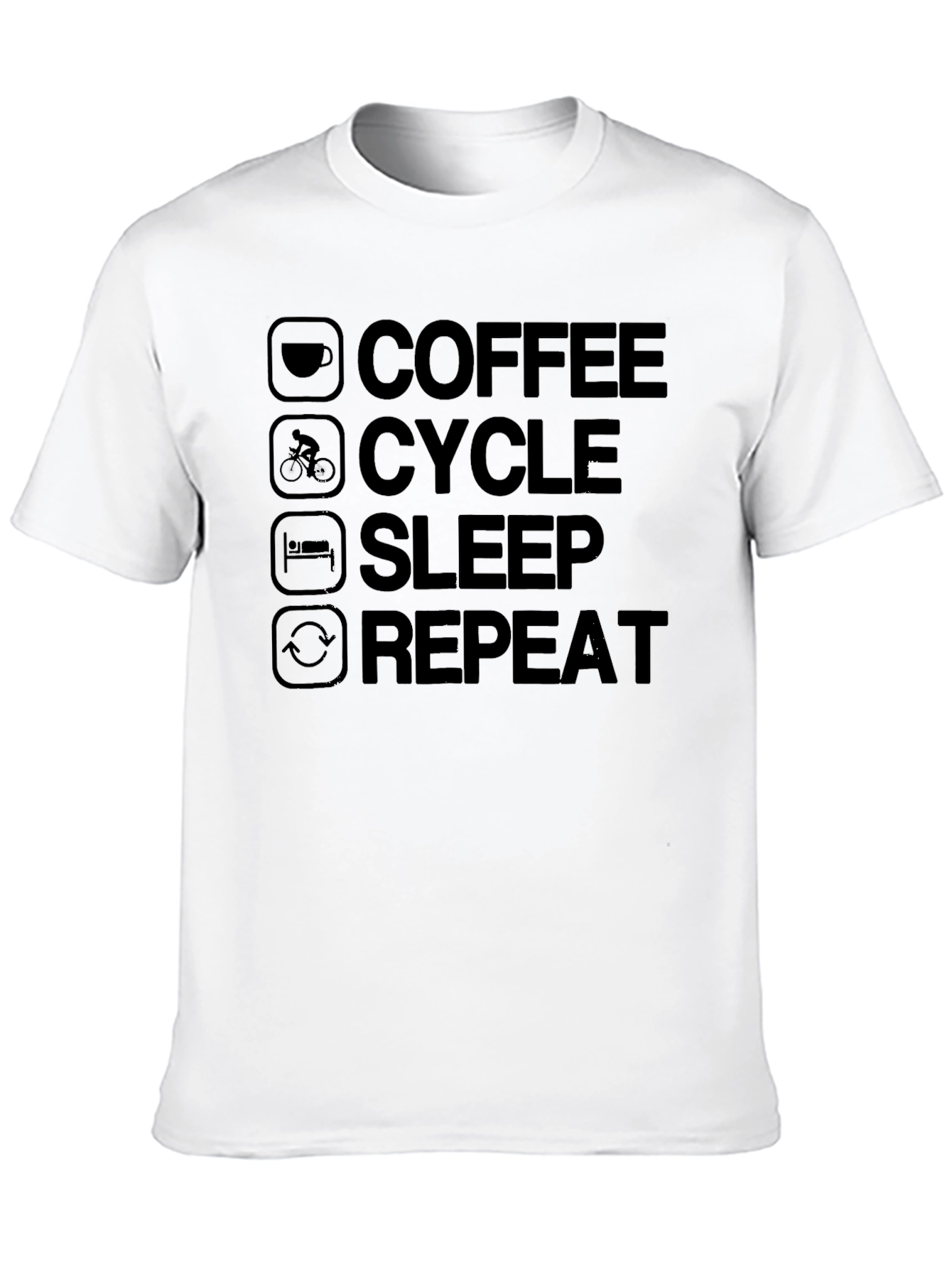 Coffee Cycle Sleep Repeat Black T-Shirt