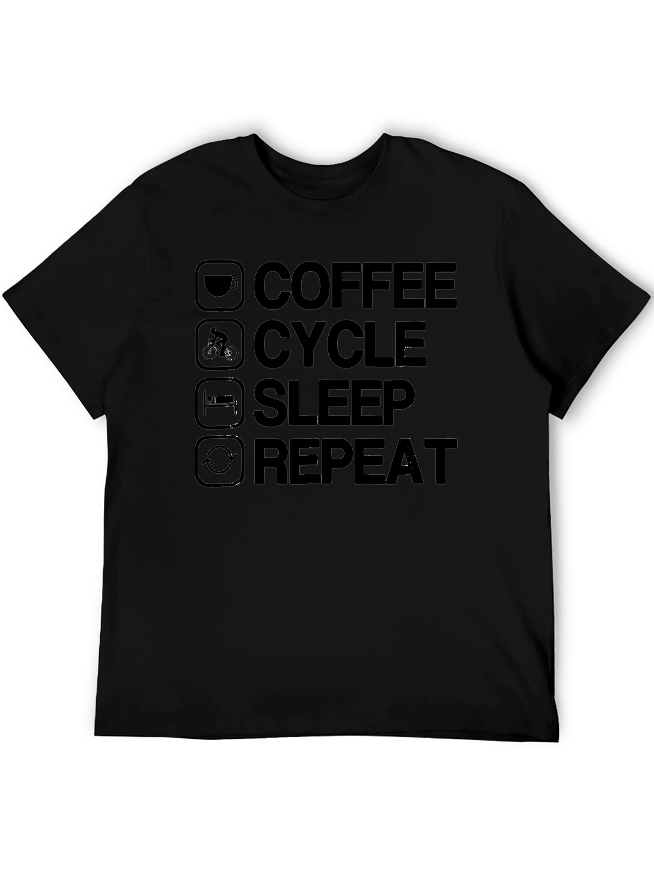 Coffee Cycle Sleep Repeat Black T-Shirt