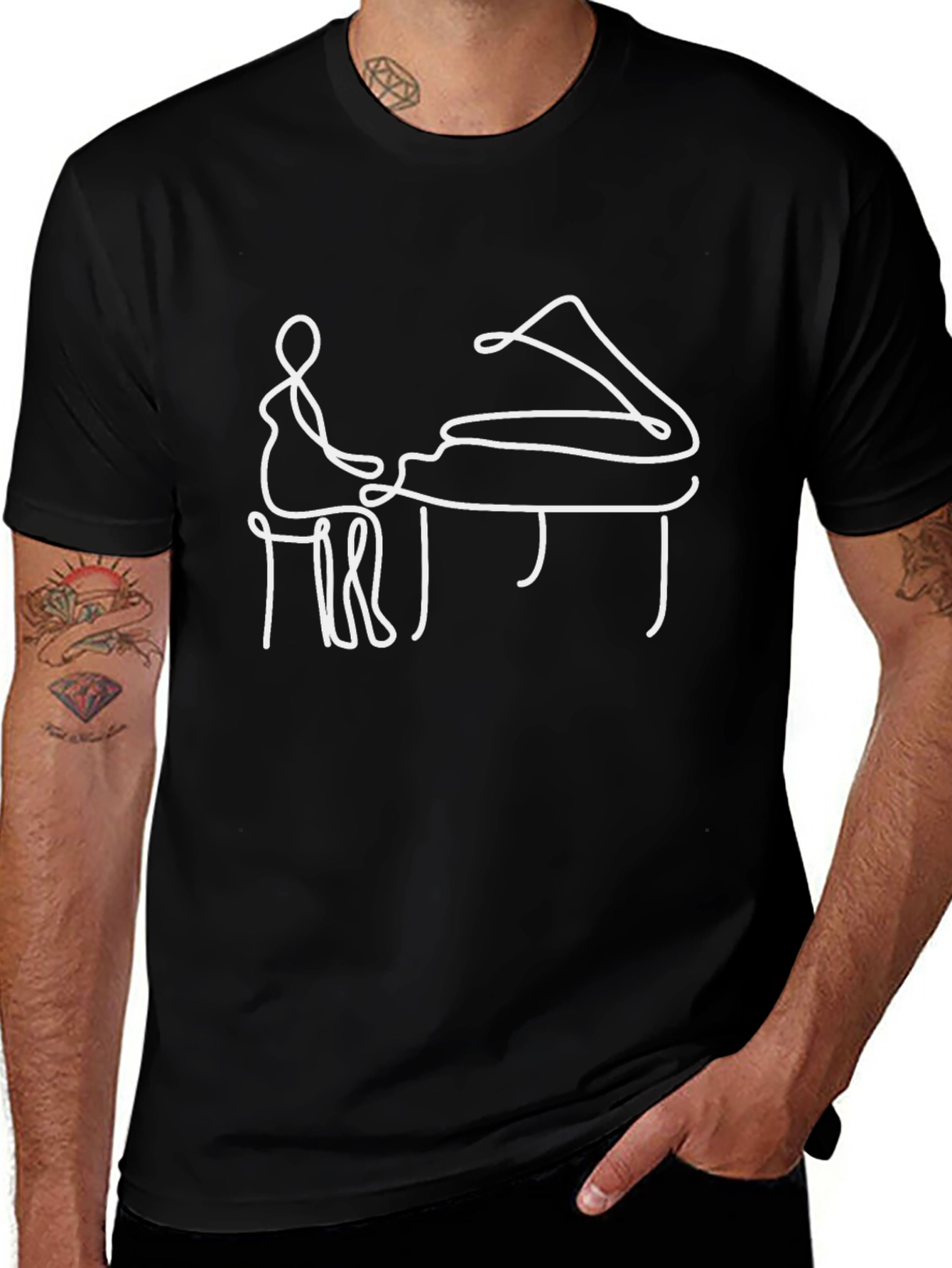 Piano Player Graphic Tee - Stylish Musician Shirt