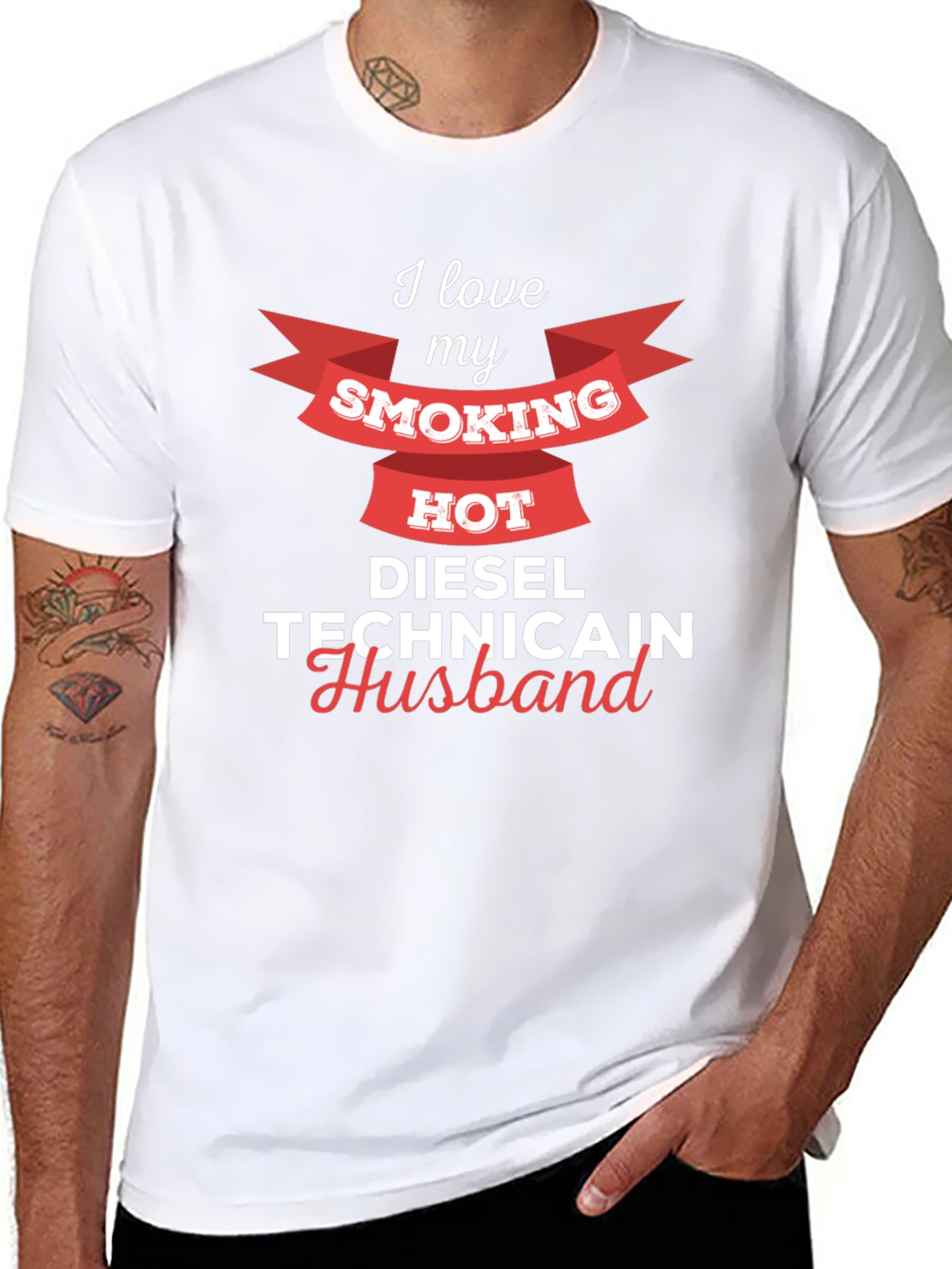 I Love My Smoking Hot Diesel Technician Husband T-Shirt