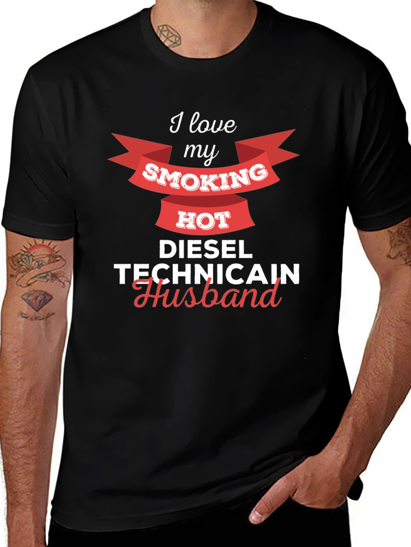 I Love My Smoking Hot Diesel Technician Husband T-Shirt
