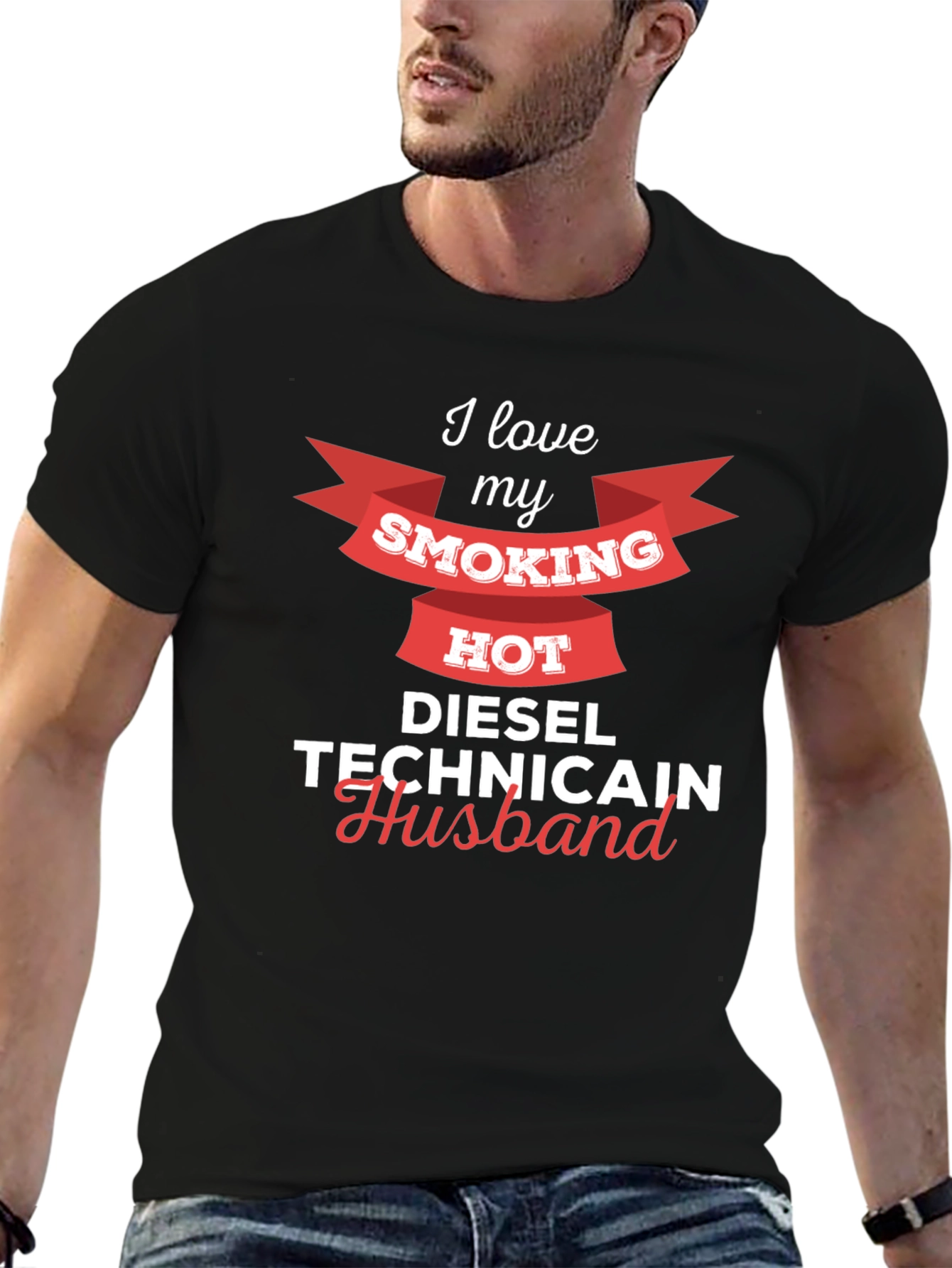 I Love My Smoking Hot Diesel Technician Husband T-Shirt