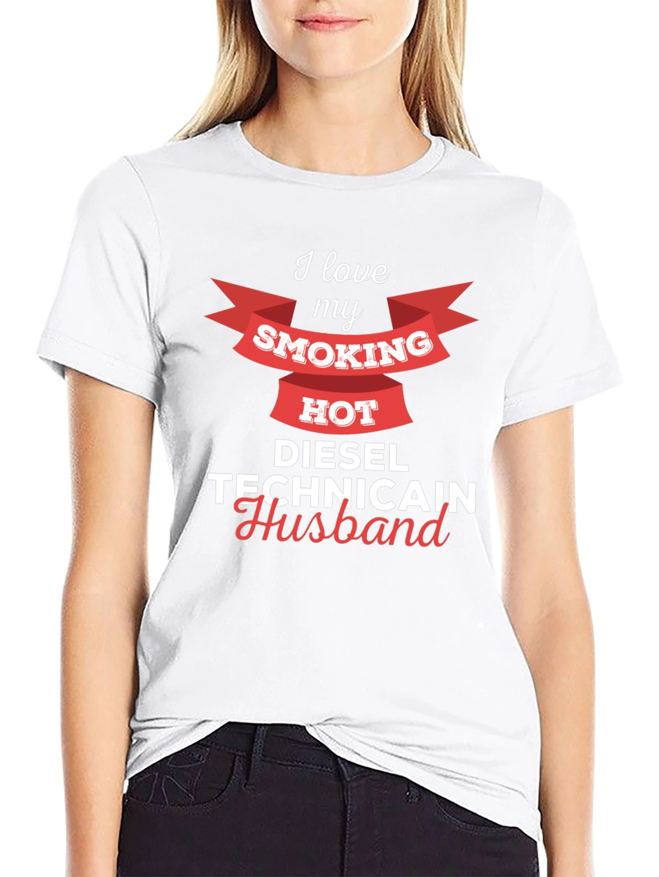 I Love My Smoking Hot Diesel Technician Husband T-Shirt