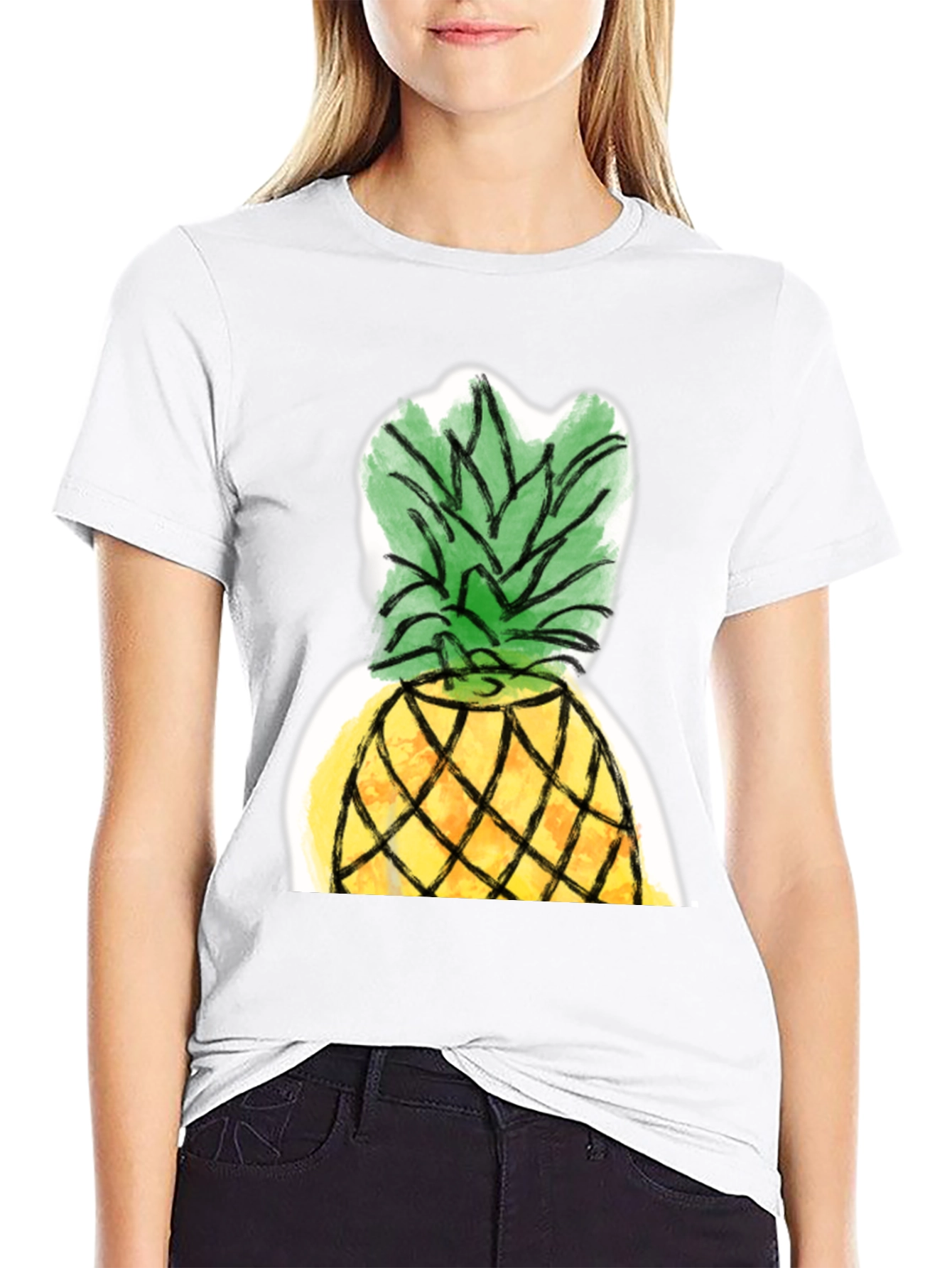 Pineapple Graphic Tee - Casual Black T-Shirt