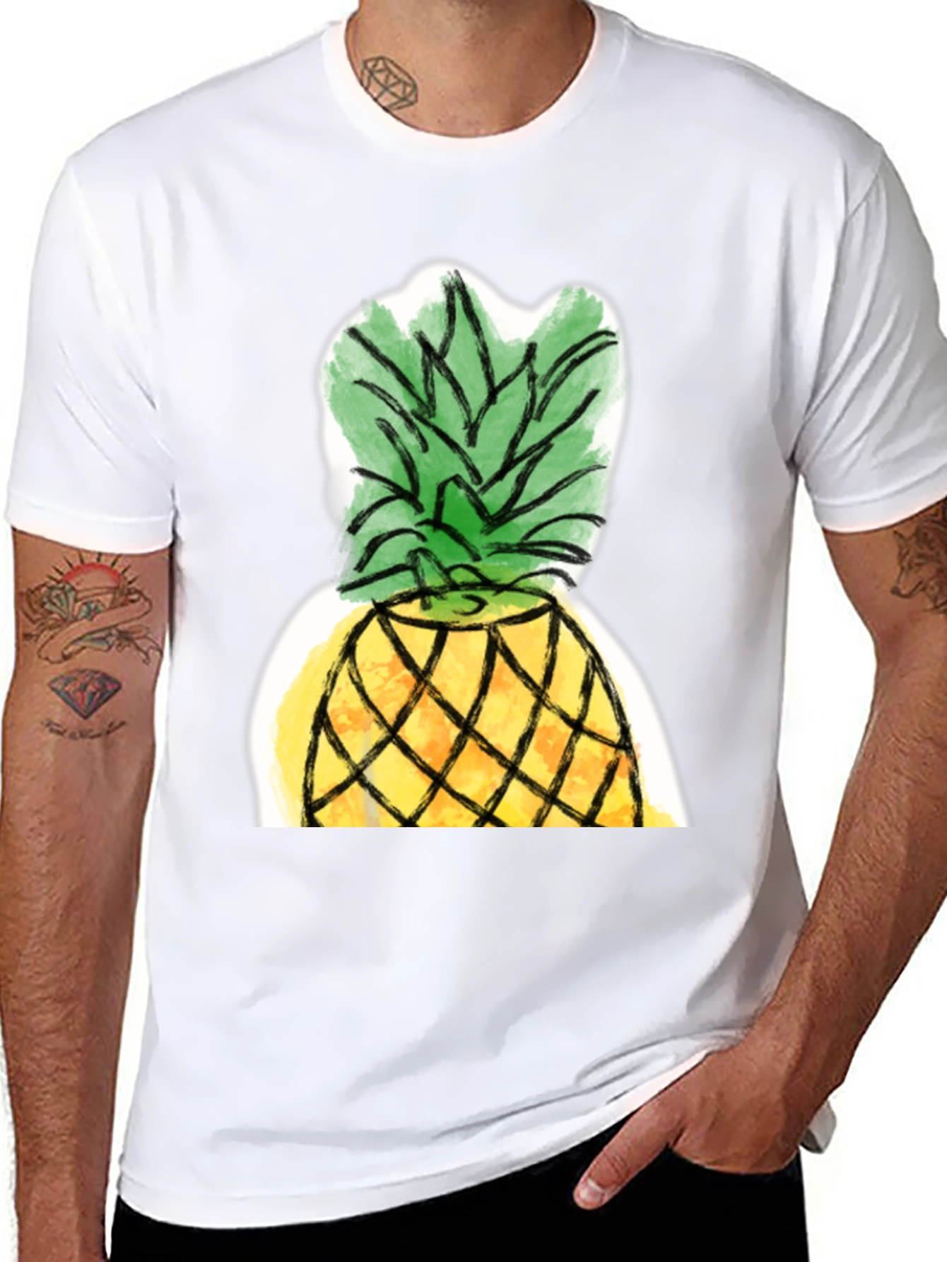 Pineapple Graphic Tee - Casual Black T-Shirt
