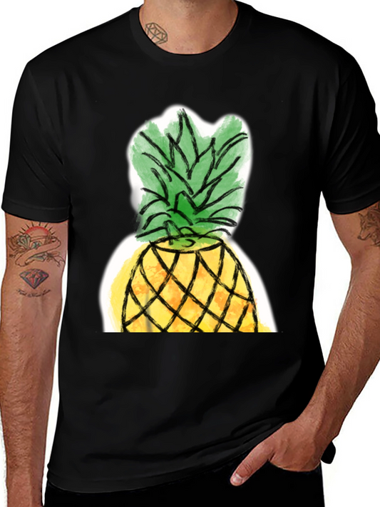 Pineapple Graphic Tee - Casual Black T-Shirt