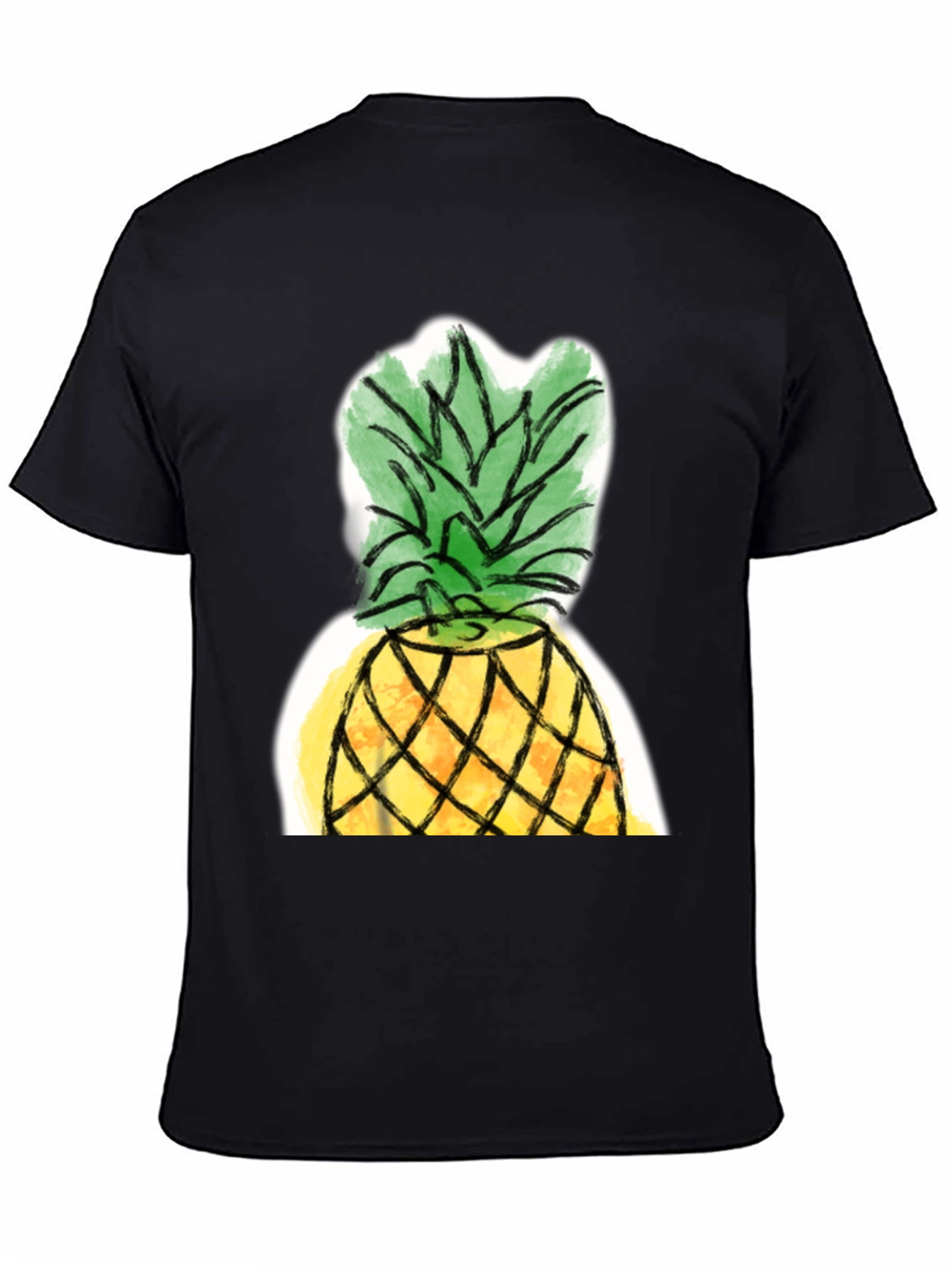 Pineapple Graphic Tee - Casual Black T-Shirt