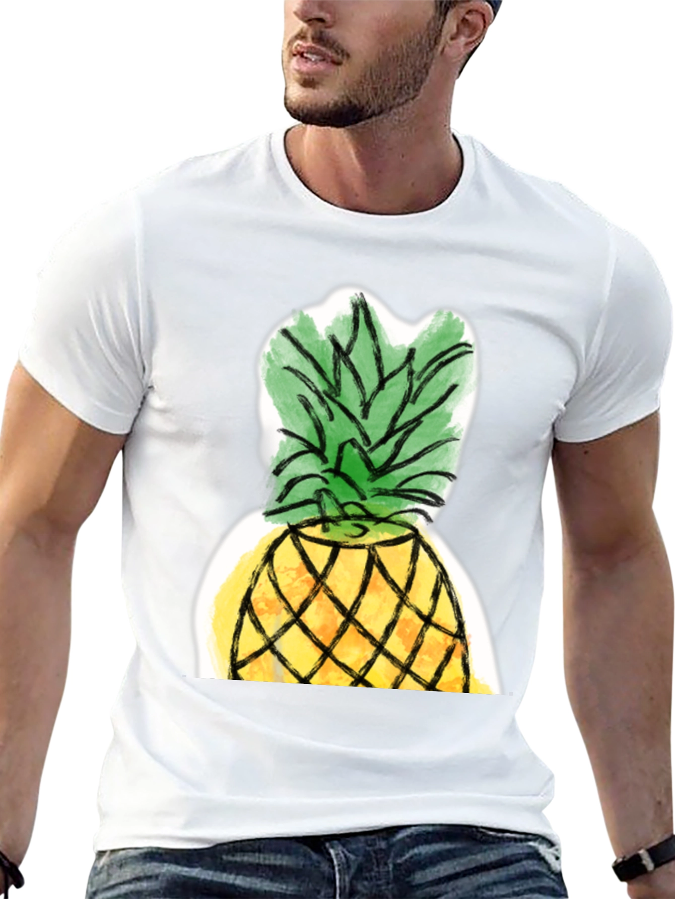 Pineapple Graphic Tee - Casual Black T-Shirt