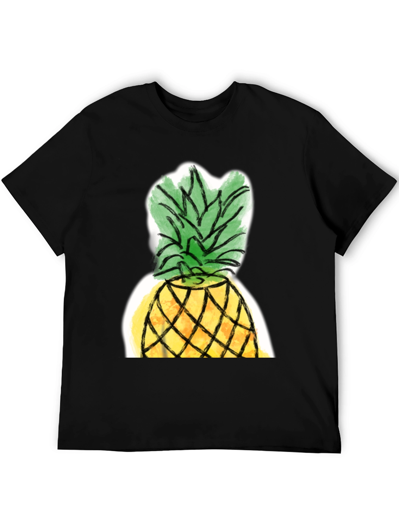 Pineapple Graphic Tee - Casual Black T-Shirt