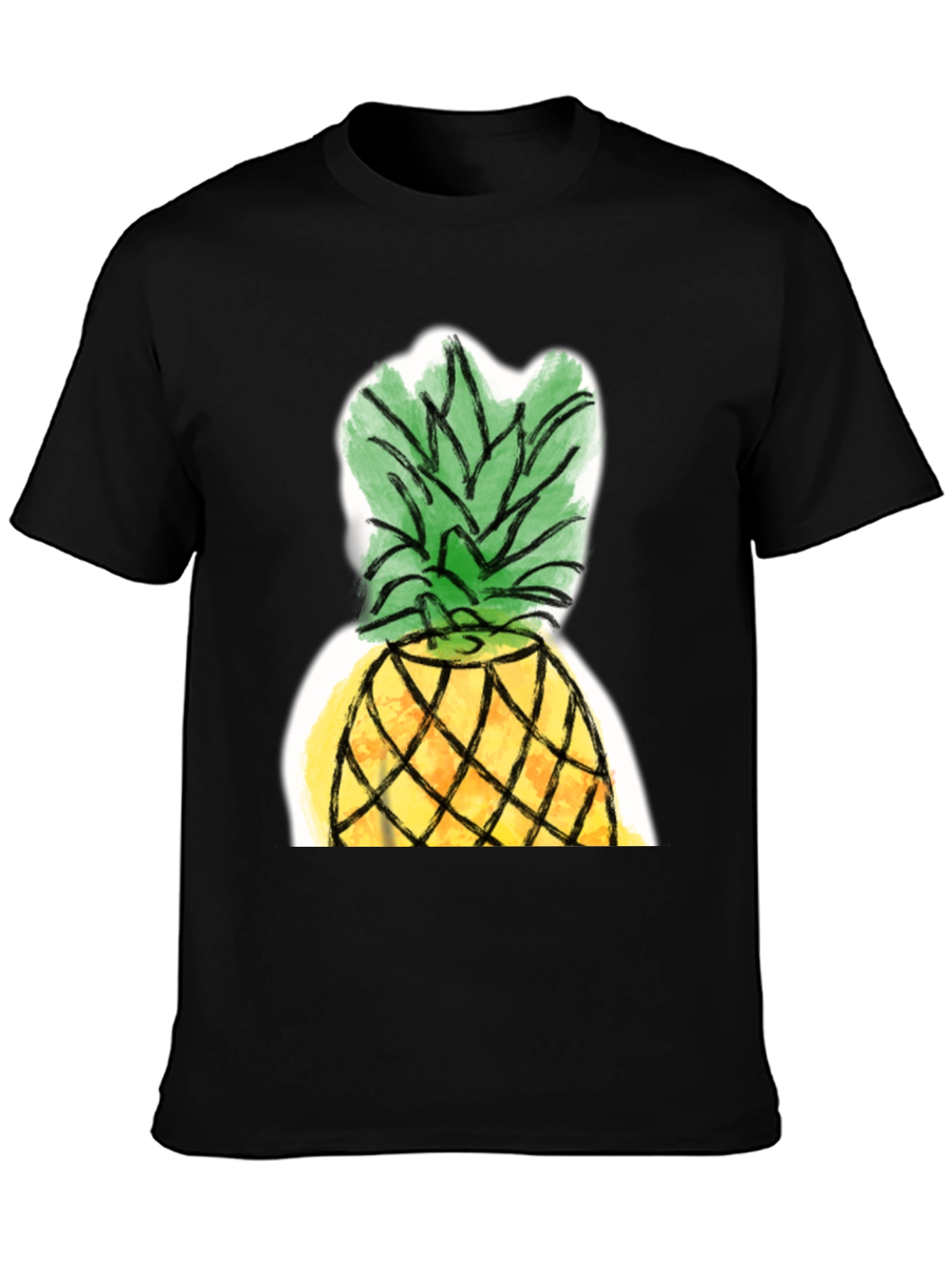Pineapple Graphic Tee - Casual Black T-Shirt
