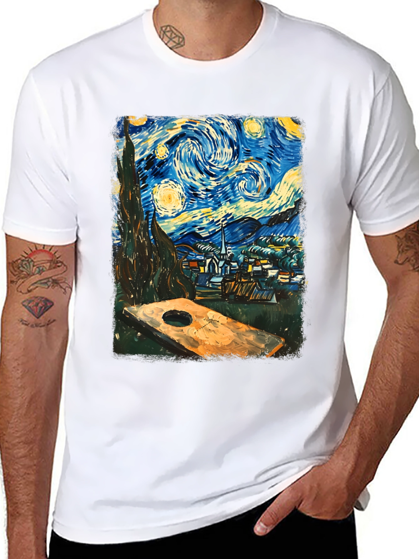 Starry Night Cornhole T-Shirt
