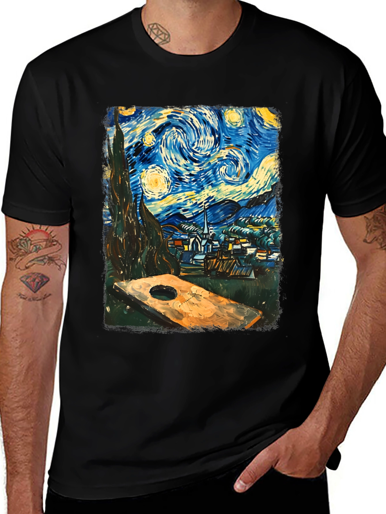 Starry Night Cornhole T-Shirt