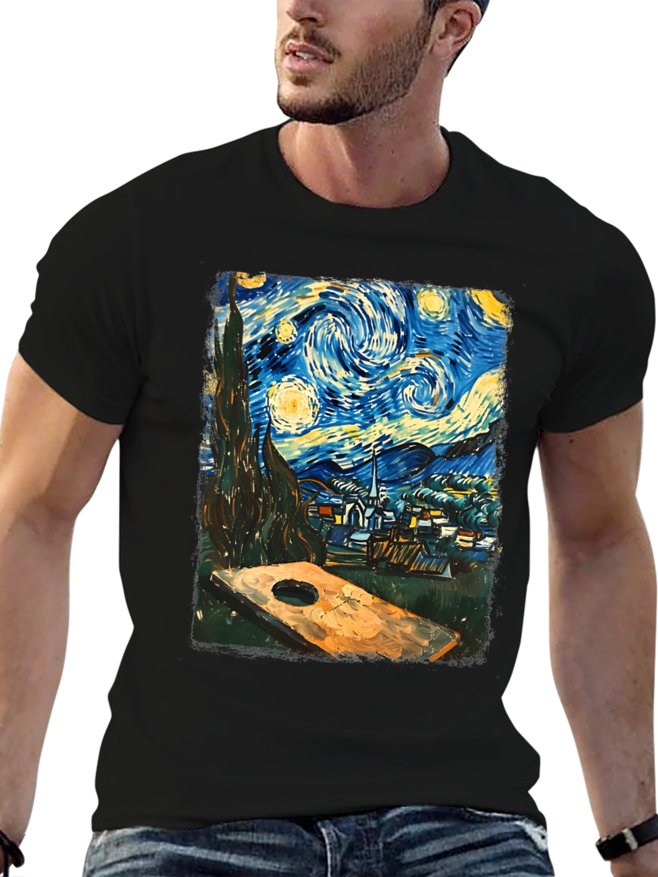 Starry Night Cornhole T-Shirt