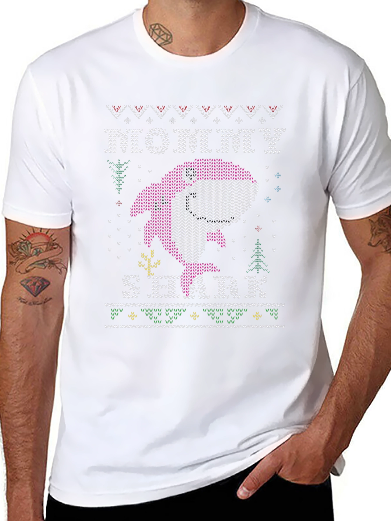 Festive Mommy Shark Ugly Christmas Sweater T-Shirt