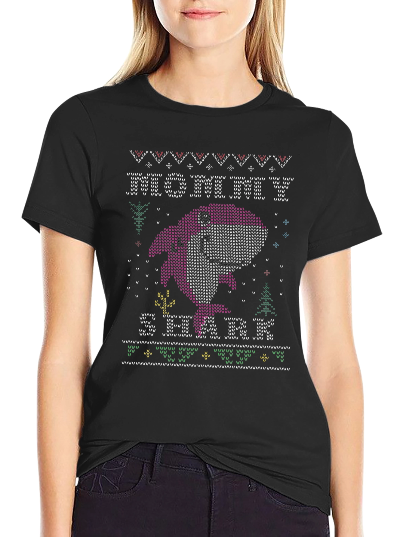 Festive Mommy Shark Ugly Christmas Sweater T-Shirt
