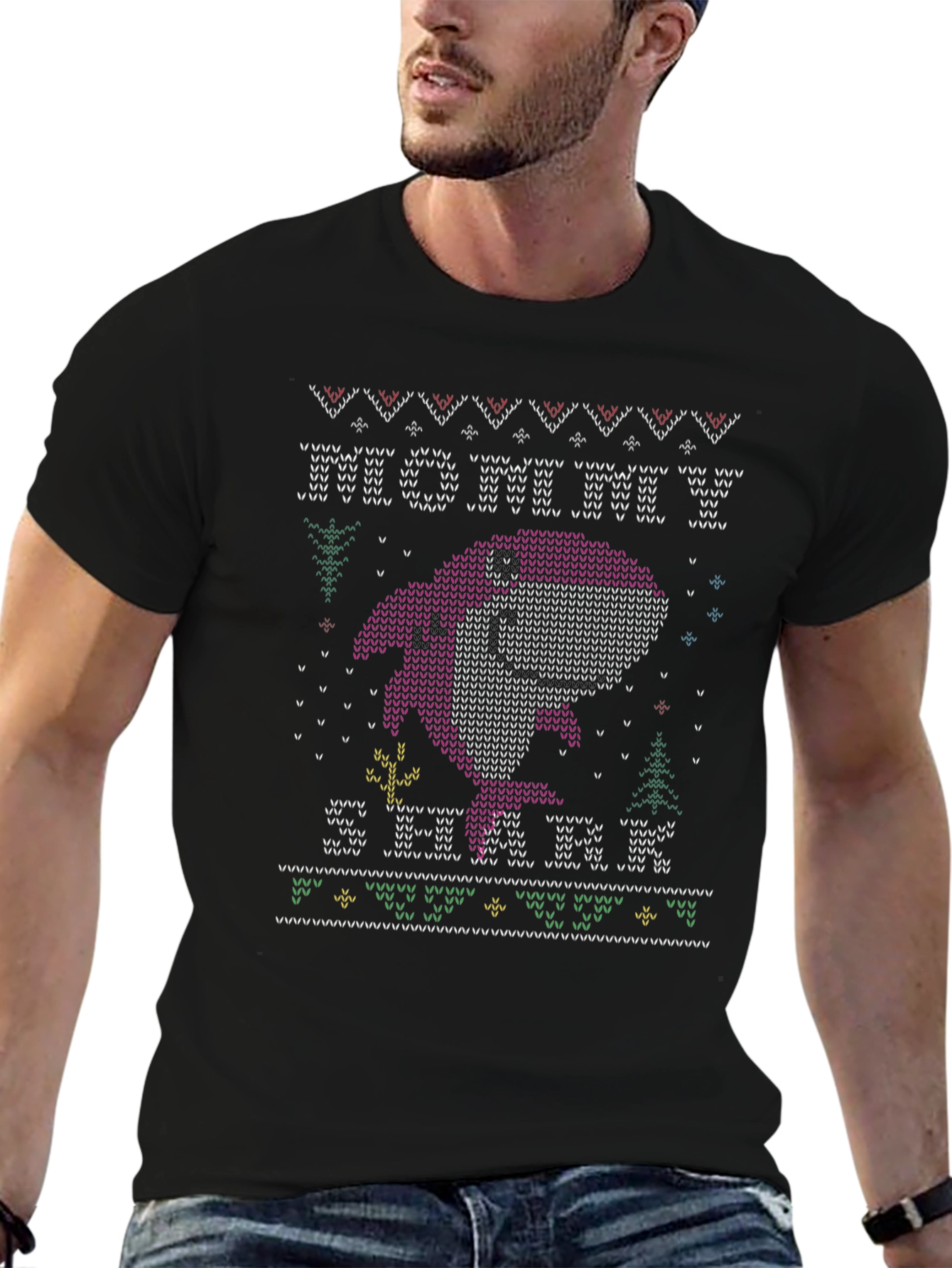 Festive Mommy Shark Ugly Christmas Sweater T-Shirt