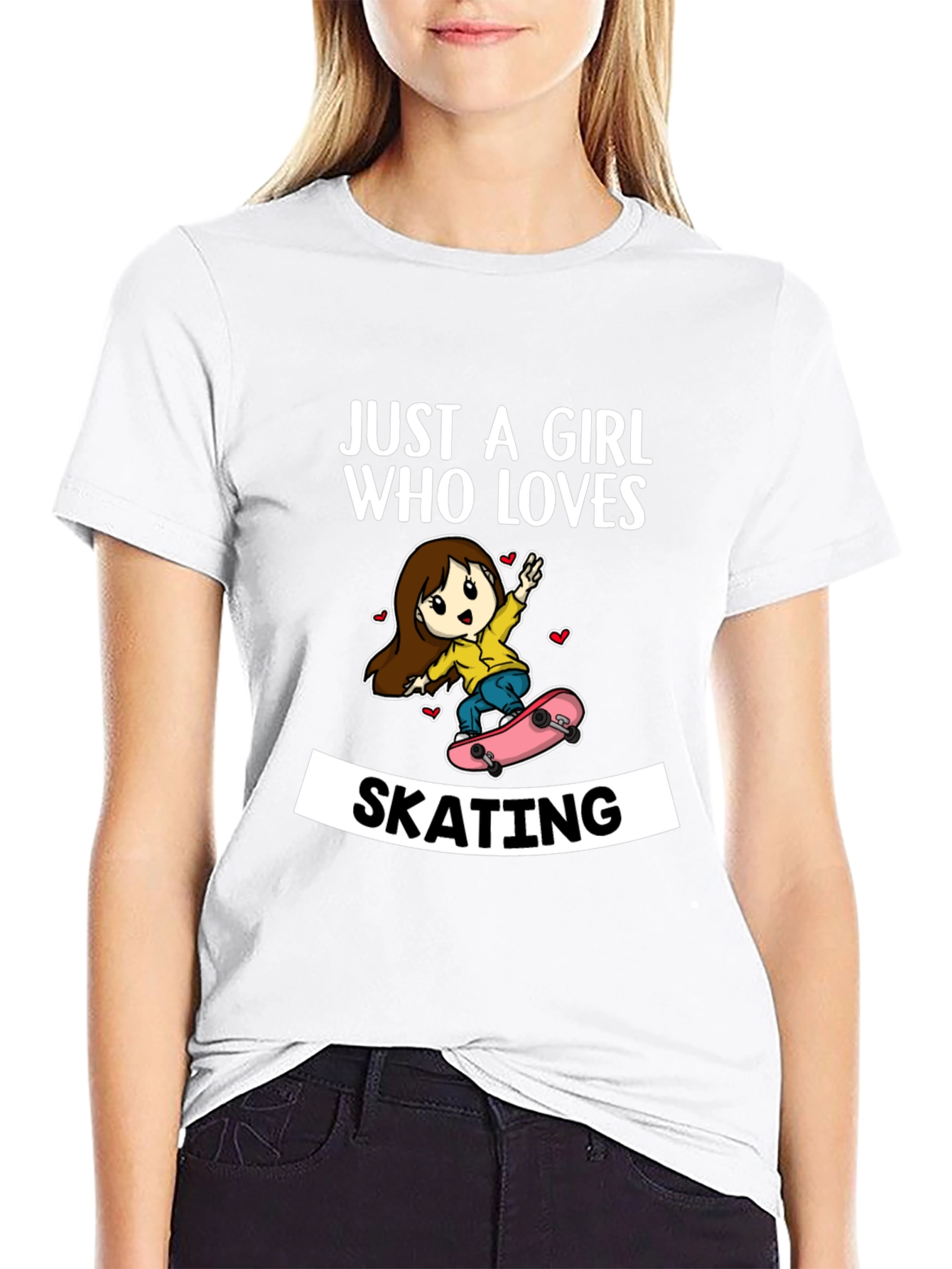 Girl Who Loves Skating T-Shirt - Fun Skater Tee