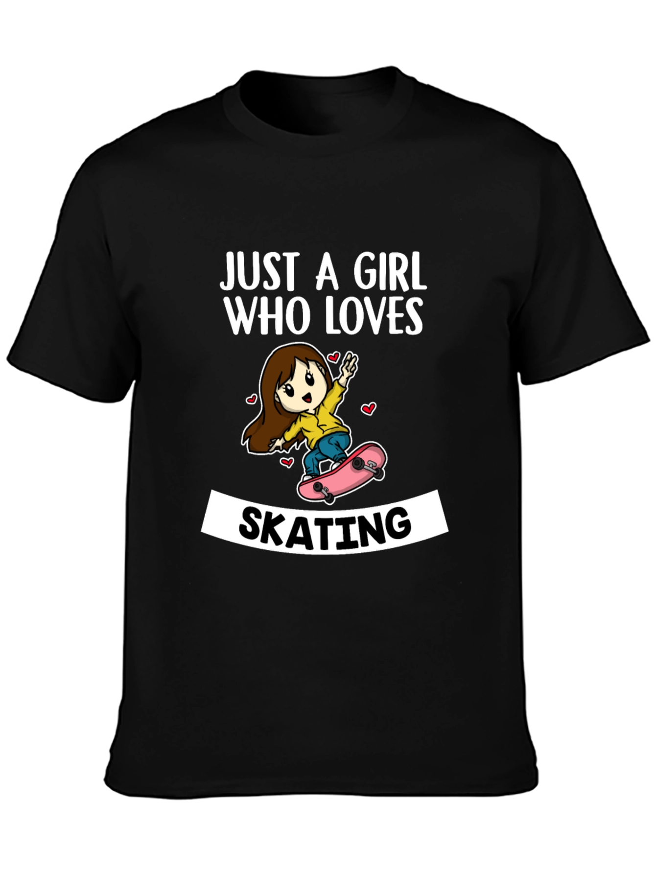 Girl Who Loves Skating T-Shirt - Fun Skater Tee