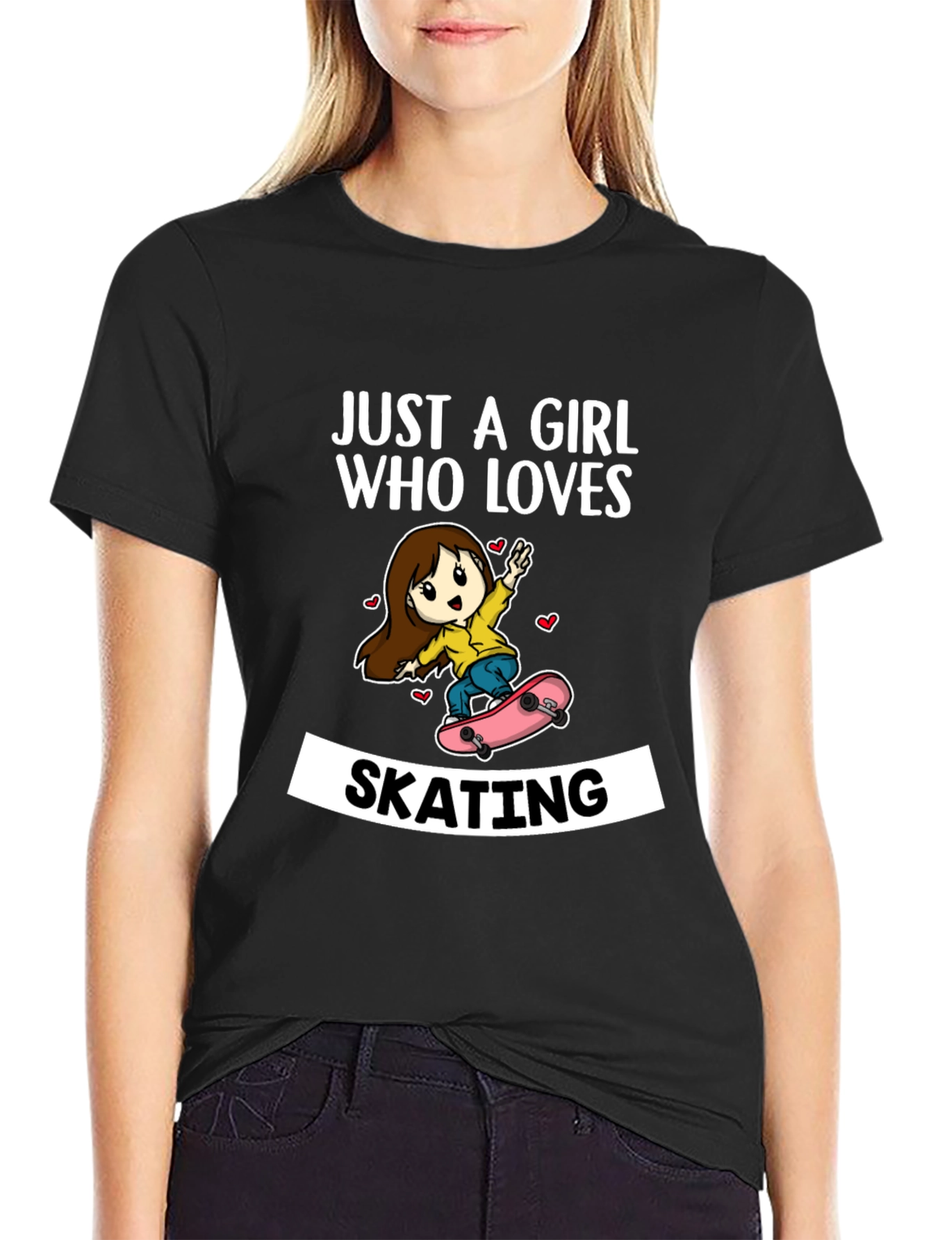 Girl Who Loves Skating T-Shirt - Fun Skater Tee