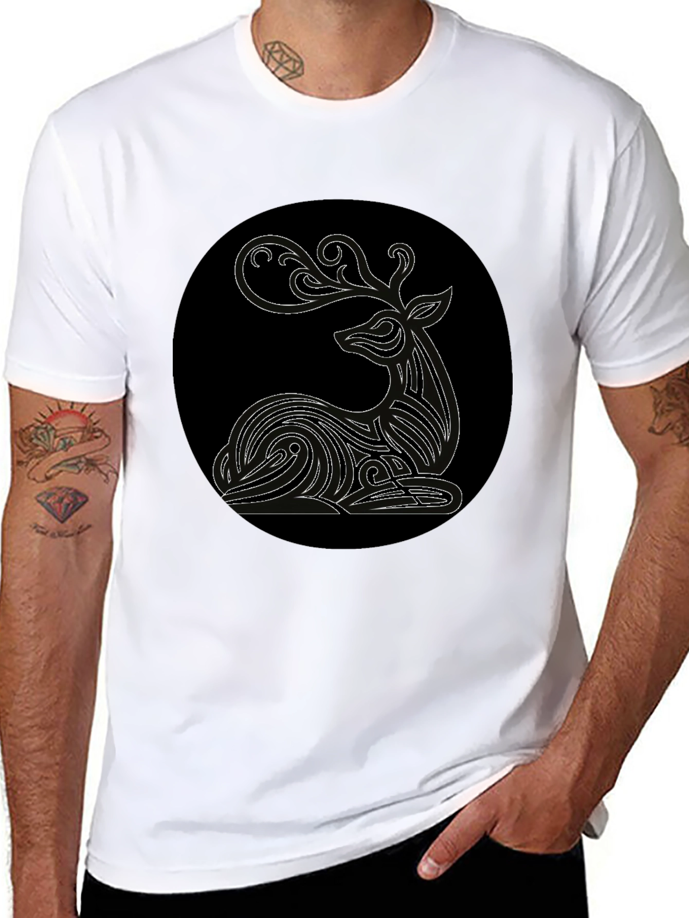 Deer Graphic Black T-Shirt