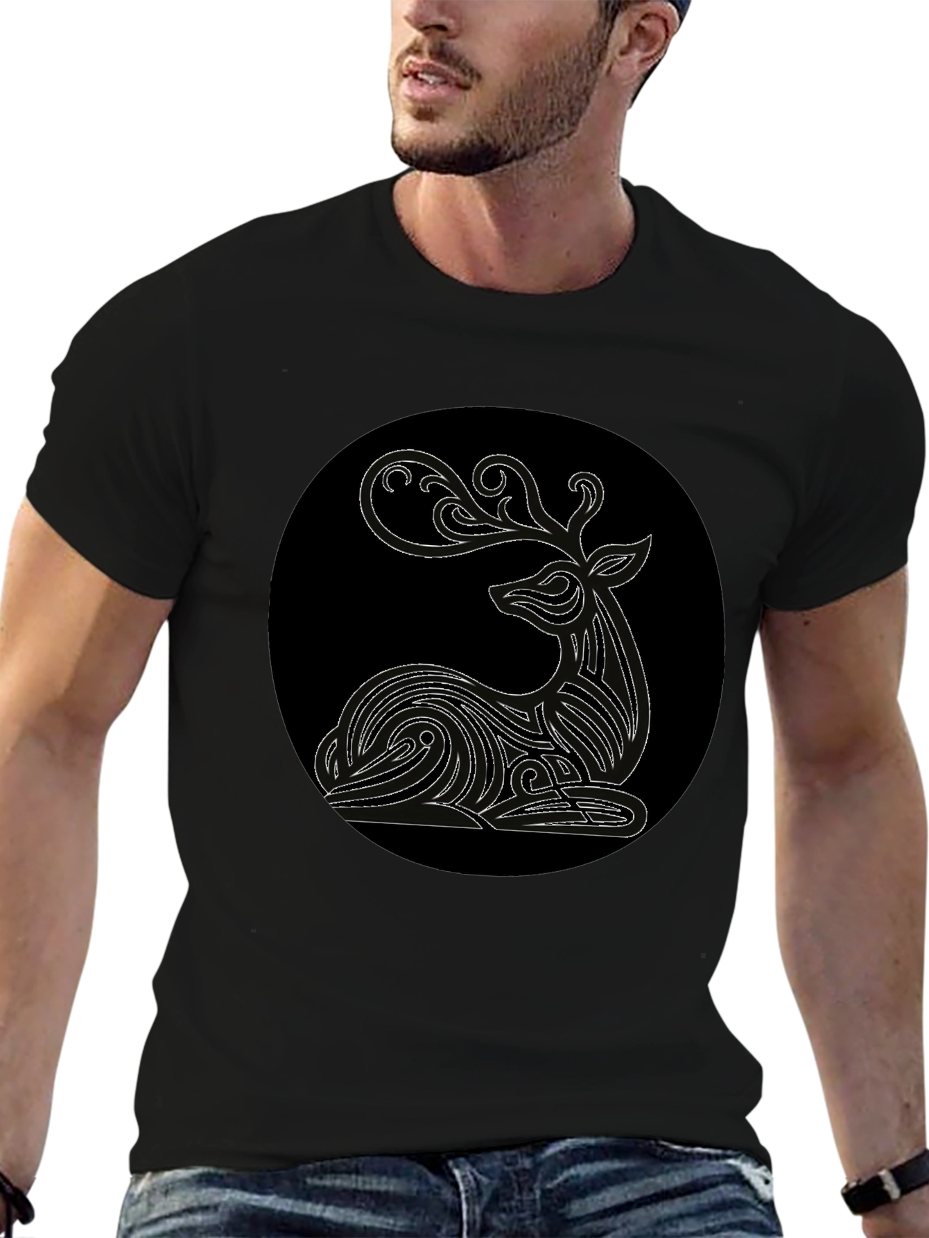 Deer Graphic Black T-Shirt