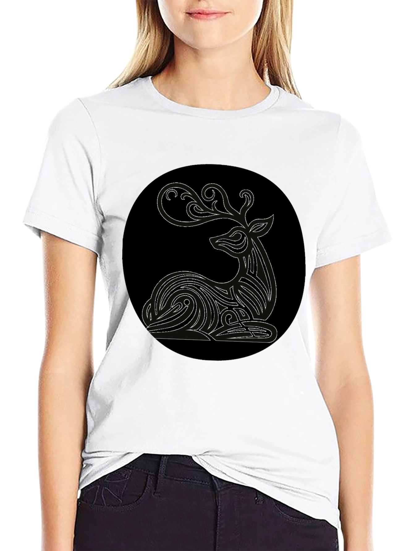 Deer Graphic Black T-Shirt
