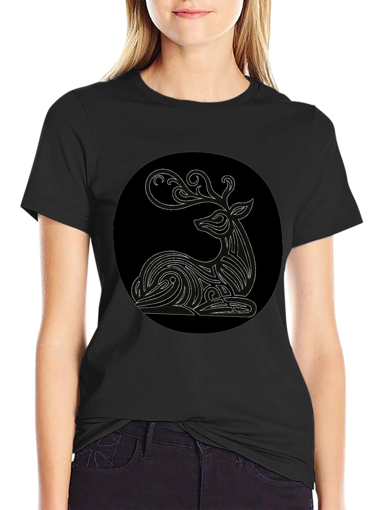 Deer Graphic Black T-Shirt