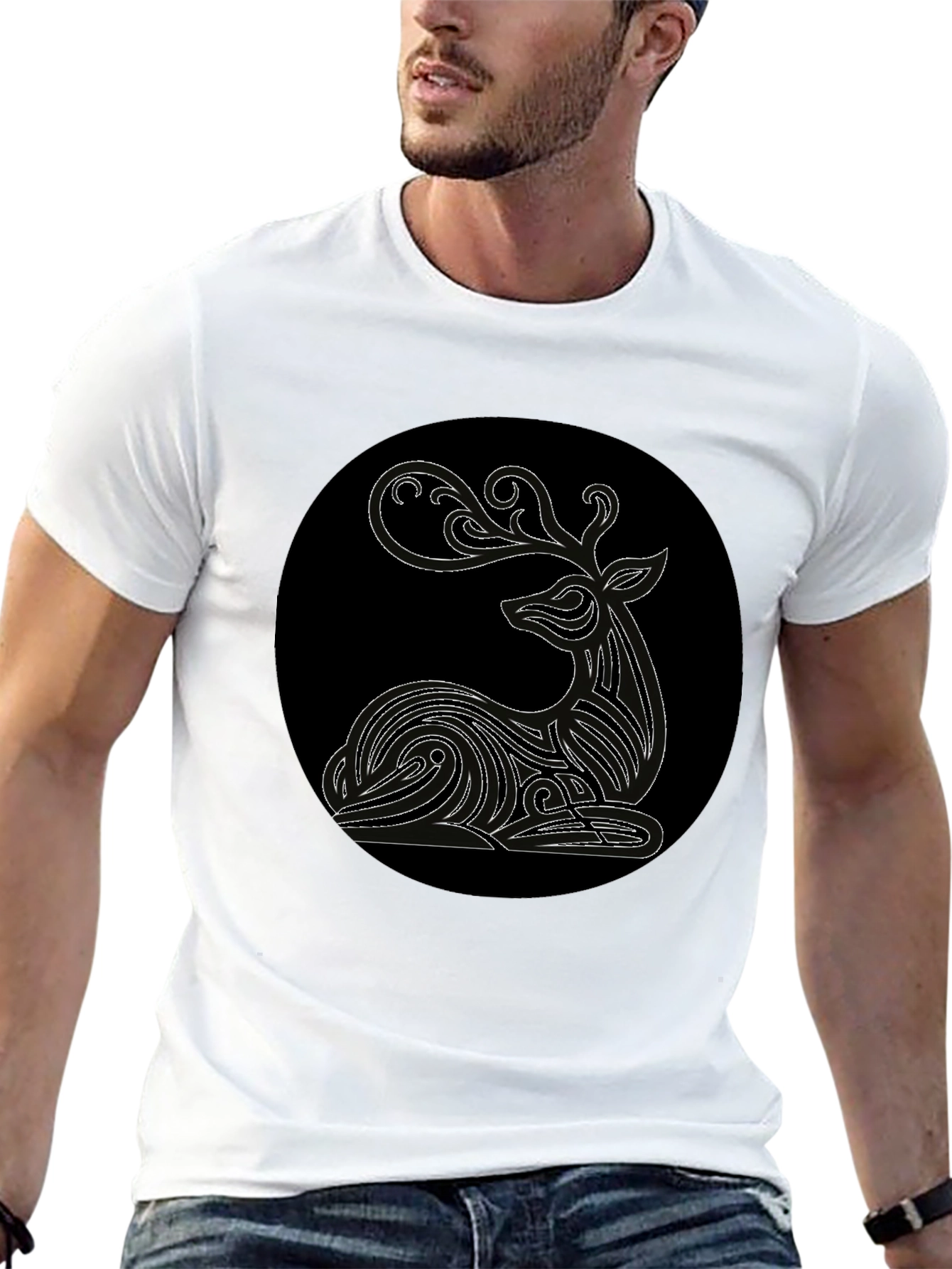 Deer Graphic Black T-Shirt
